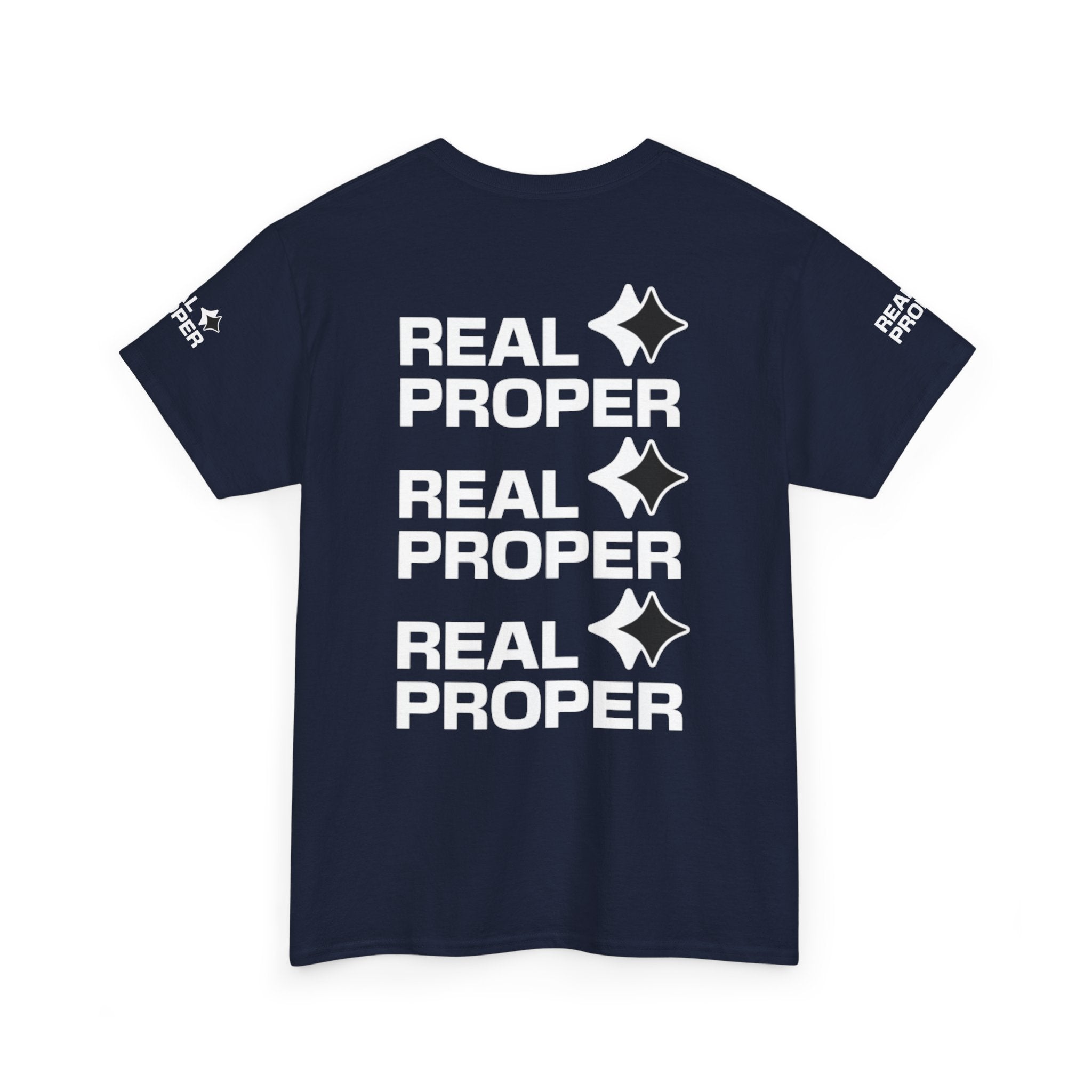 "Real Proper" Repeat Logo T‑Shirt