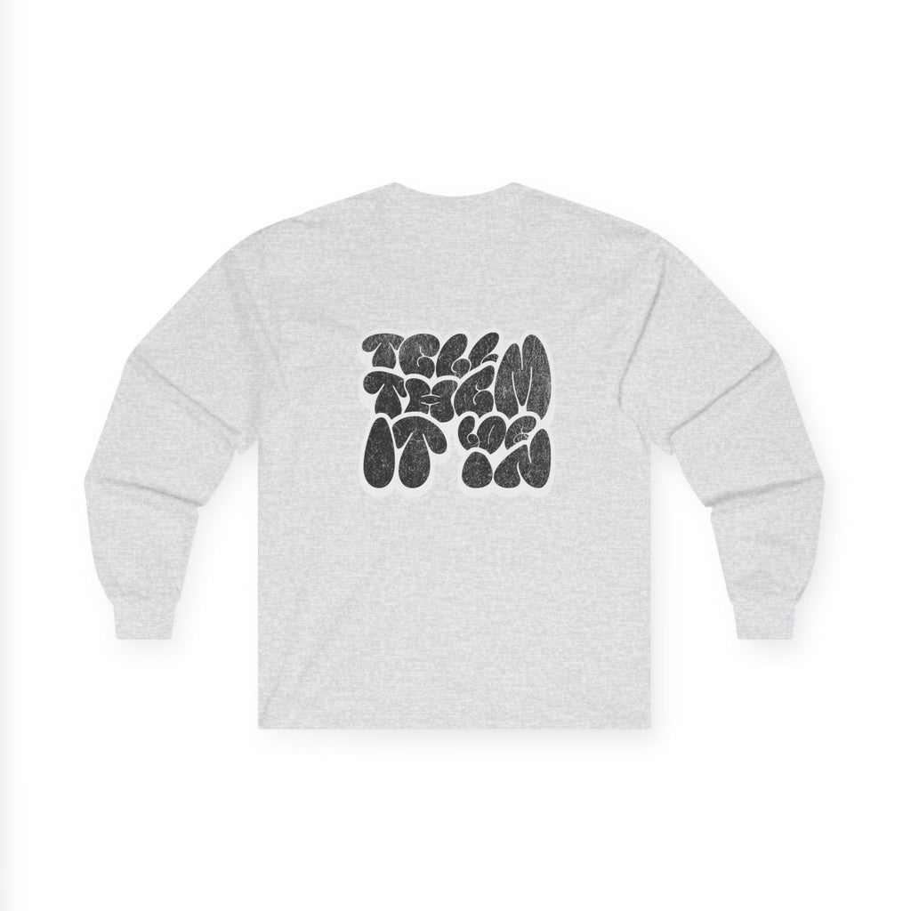 Long Sleeve "LOG IT IN" Tee — Retro Pebble Typography Graphic