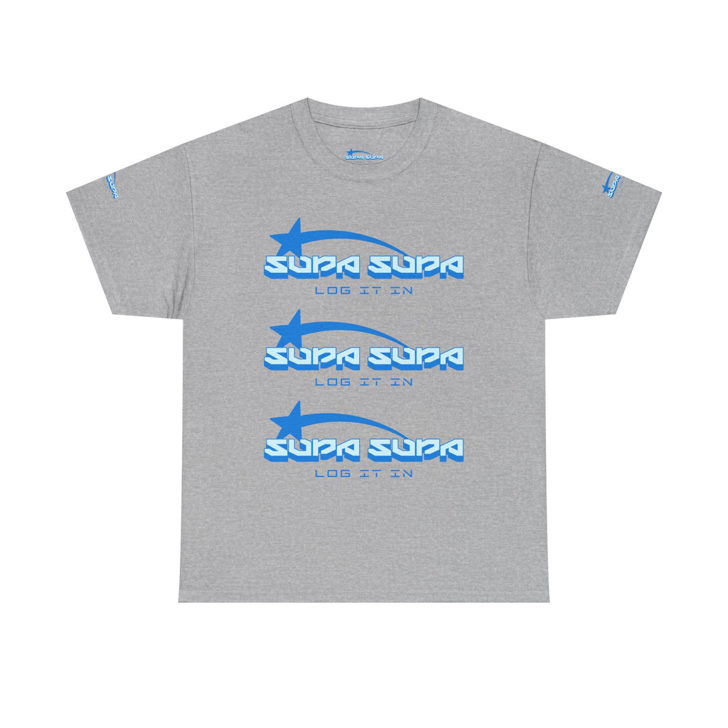 Supa Supa Retro Logo Tee — Blue Graphic Cotton T-Shirt