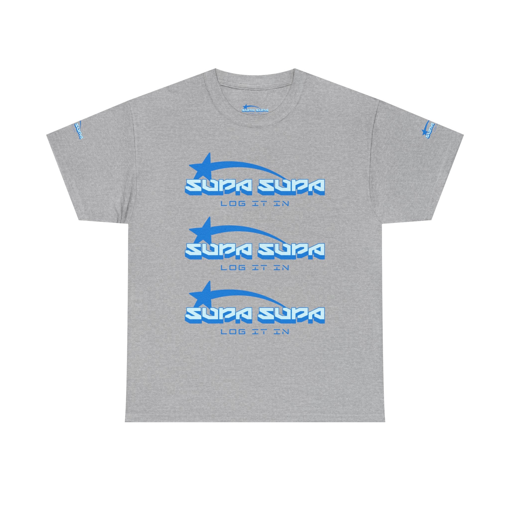 Supa Supa Retro Logo Tee — Blue Graphic Cotton T-Shirt