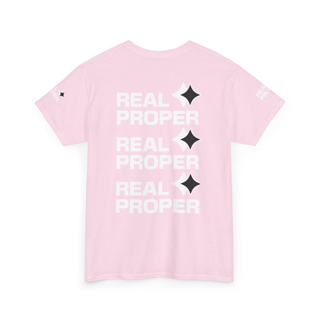 "Real Proper" Repeat Logo T‑Shirt