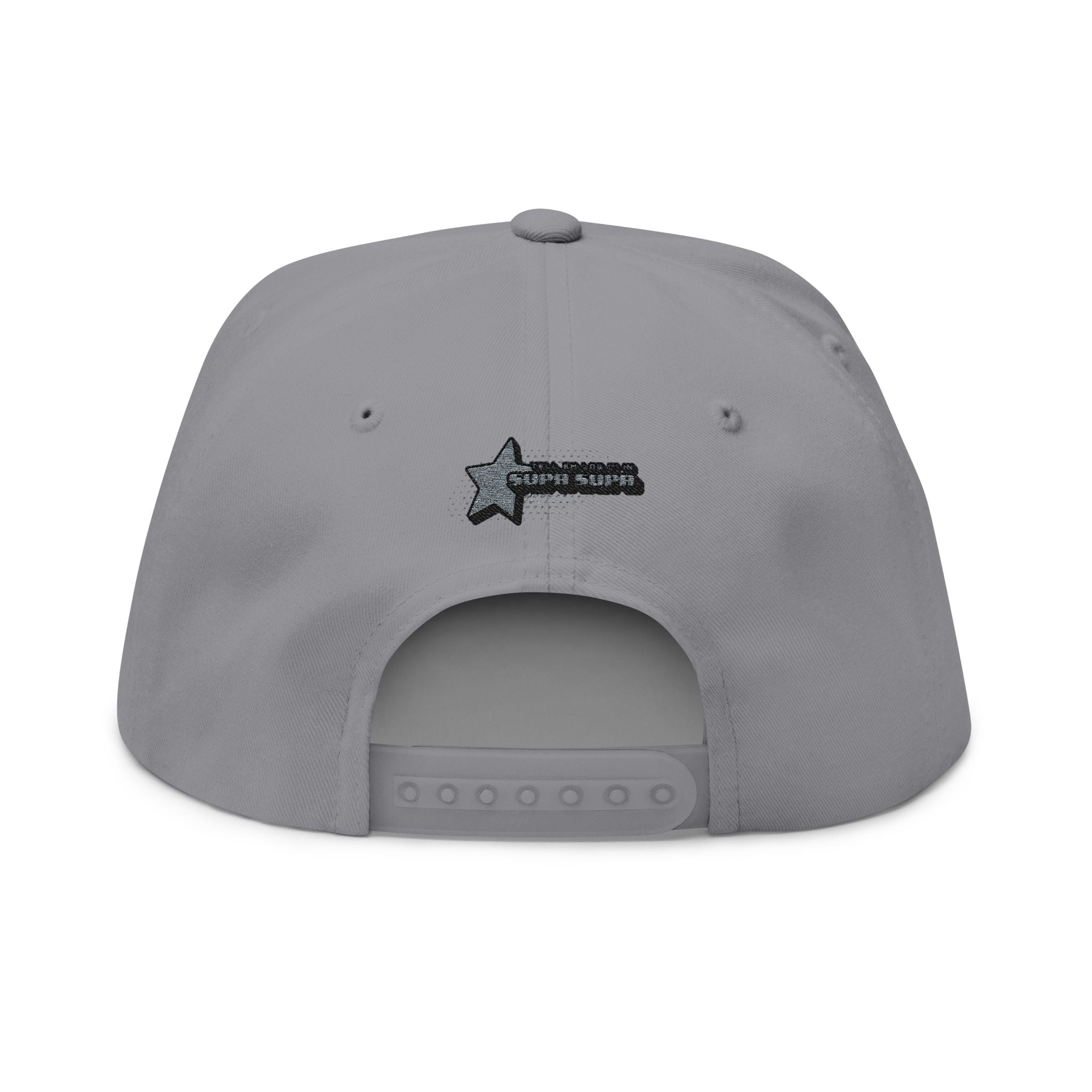 Embroidered Star Snapback Hat — 'Supa Supa' Retro Logo Flat-Bill Cap