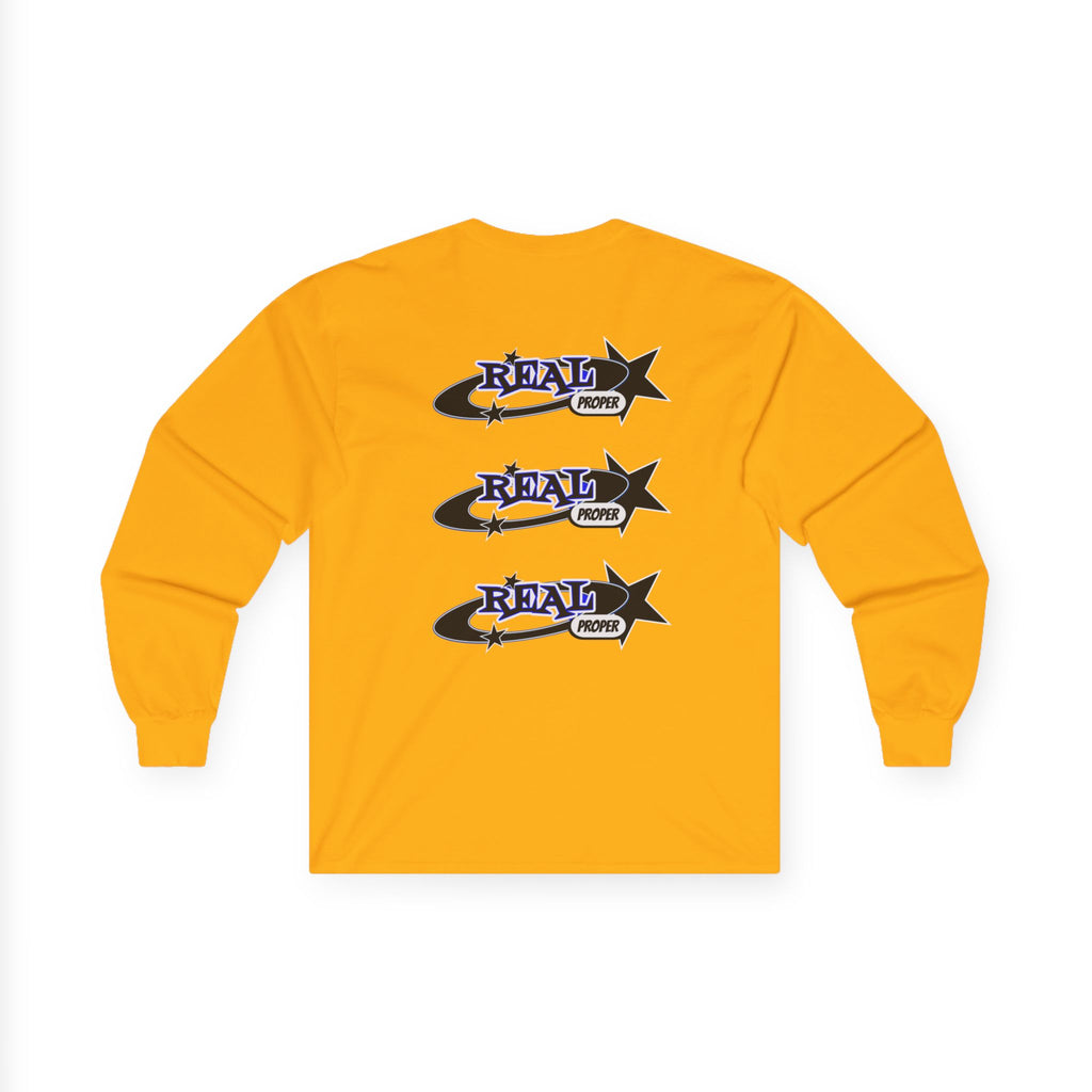 "Real Proper" Graphic Long Sleeve Tee — Retro Star Logo