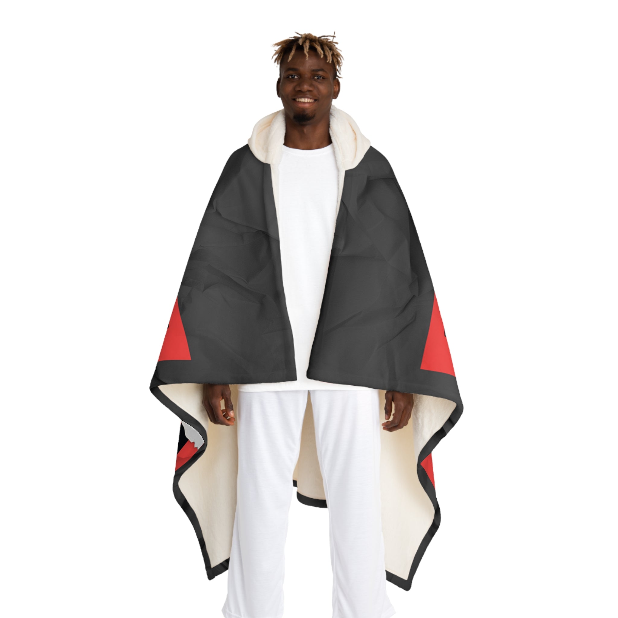 Hooded Sherpa Blanket — Bold Red & Black "LOG IT OUT" Graphic