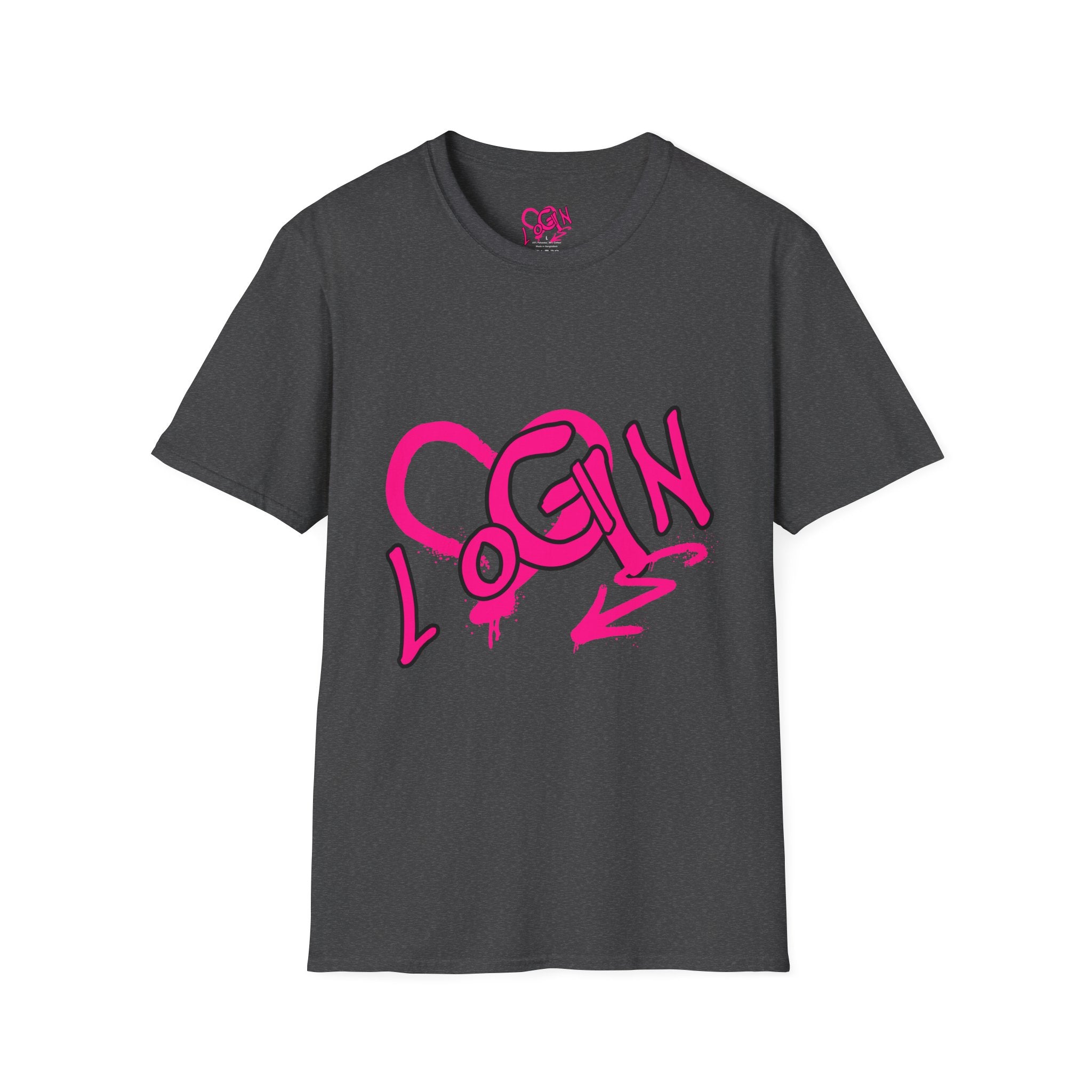 T-Shirt — Pink Graffiti 'Login' Streetwear Tee