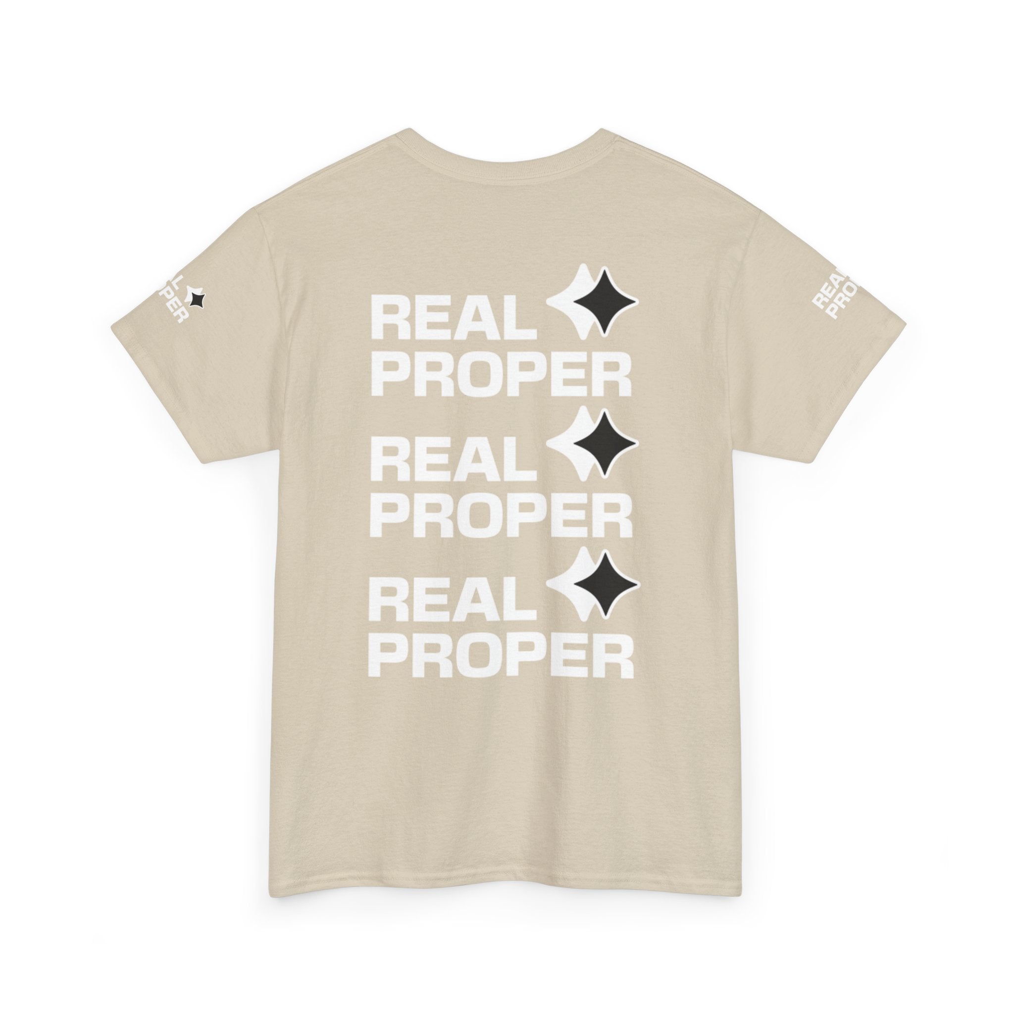 "Real Proper" Repeat Logo T‑Shirt