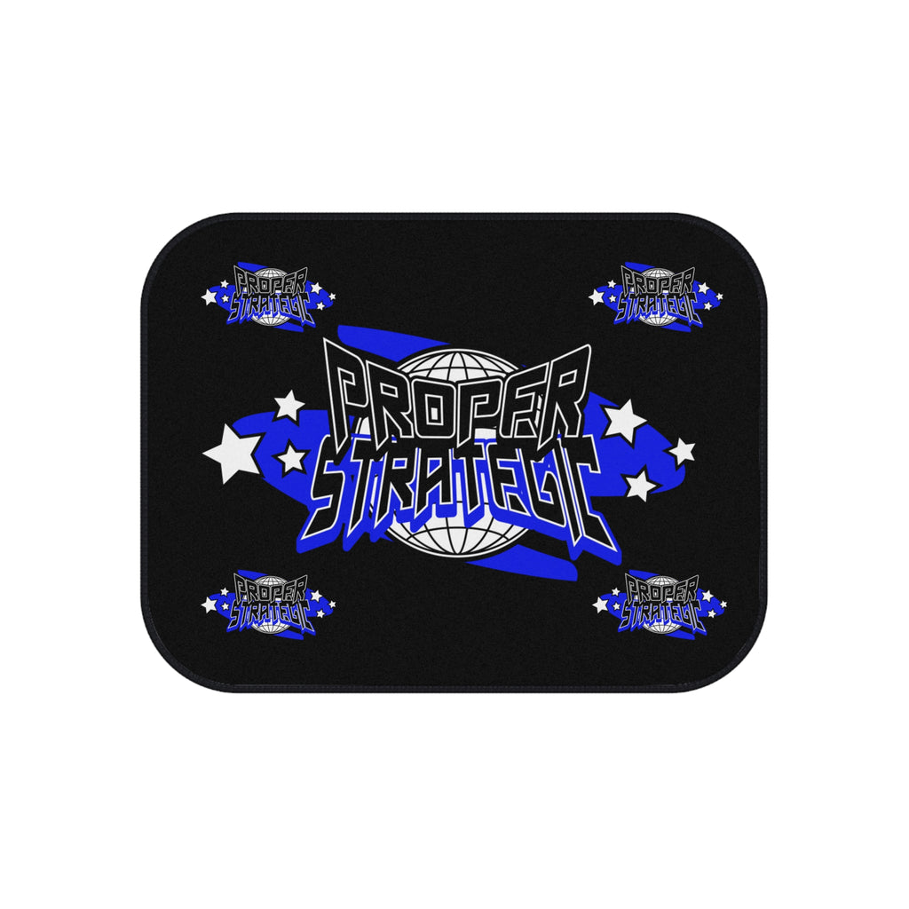 Proper Strategic Logo Car Mats (Set of 4) — Black & Blue Custom Auto Floor Mats