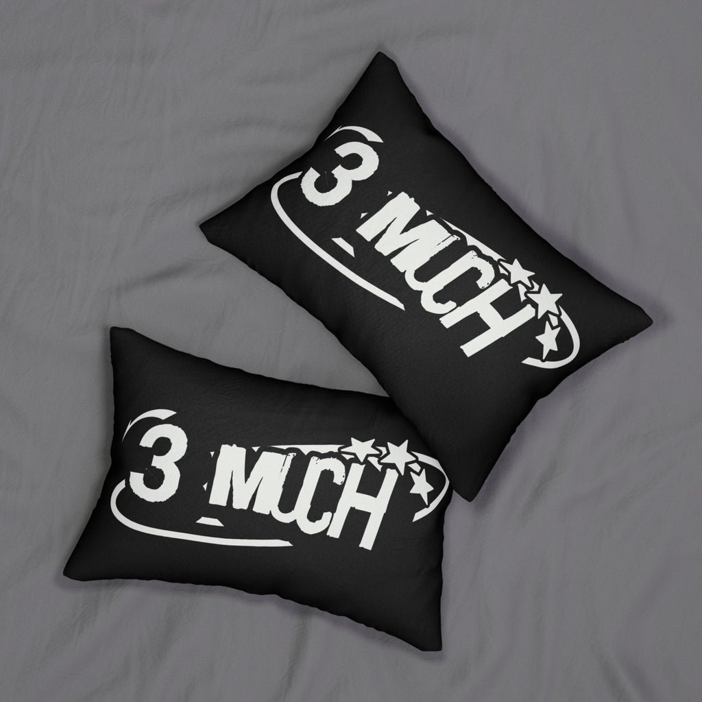 Lumbar Pillow — '3 Much' Retro Graphic Black Throw Pillow