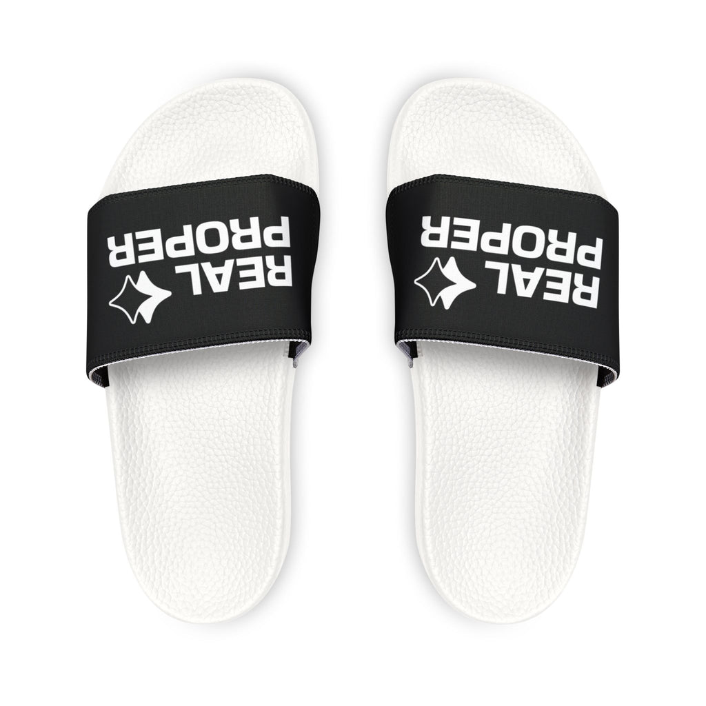Youth Slide Sandals — "REAL PROPER" Adjustable-Strap Pool & Casual Slides