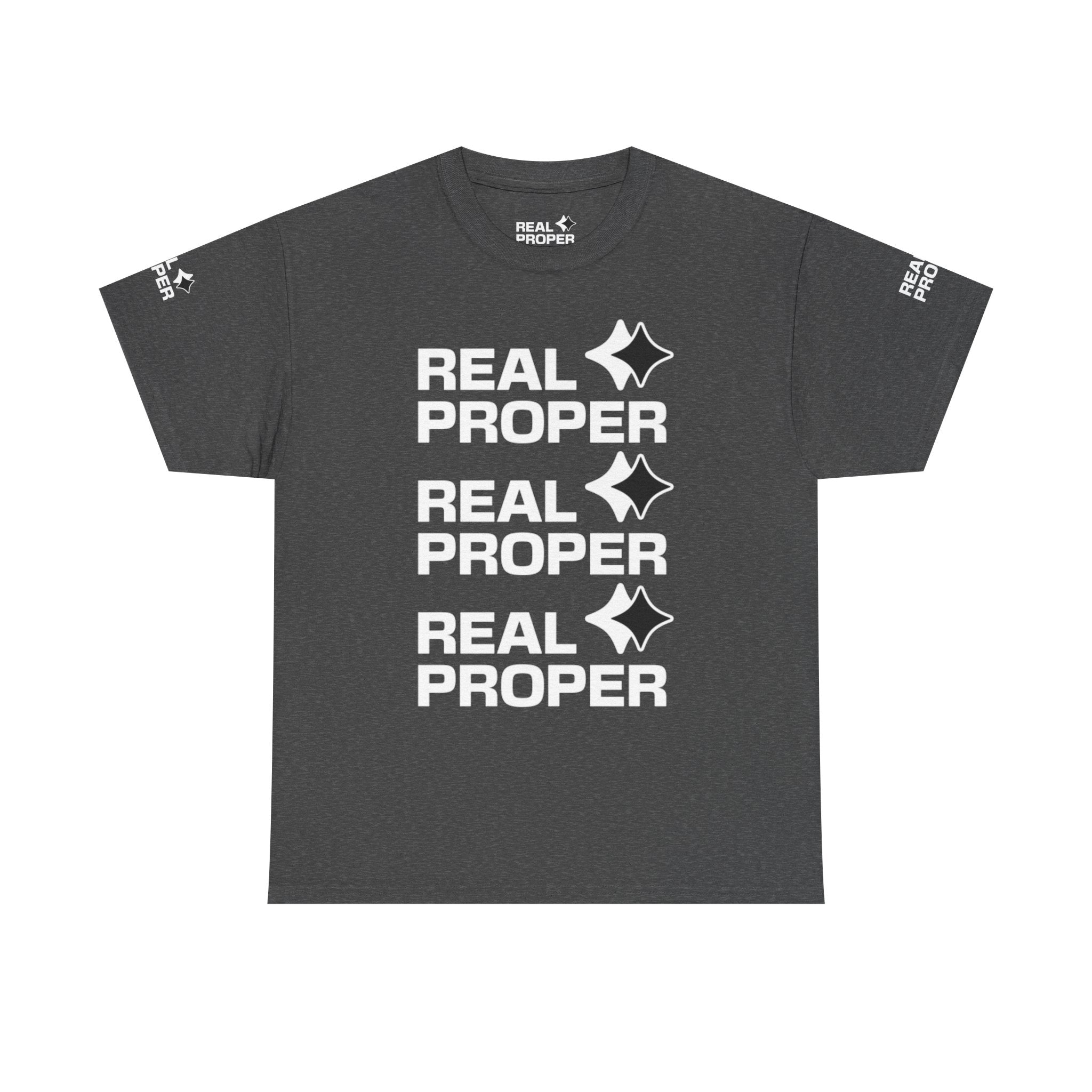 "Real Proper" Repeat Logo T‑Shirt