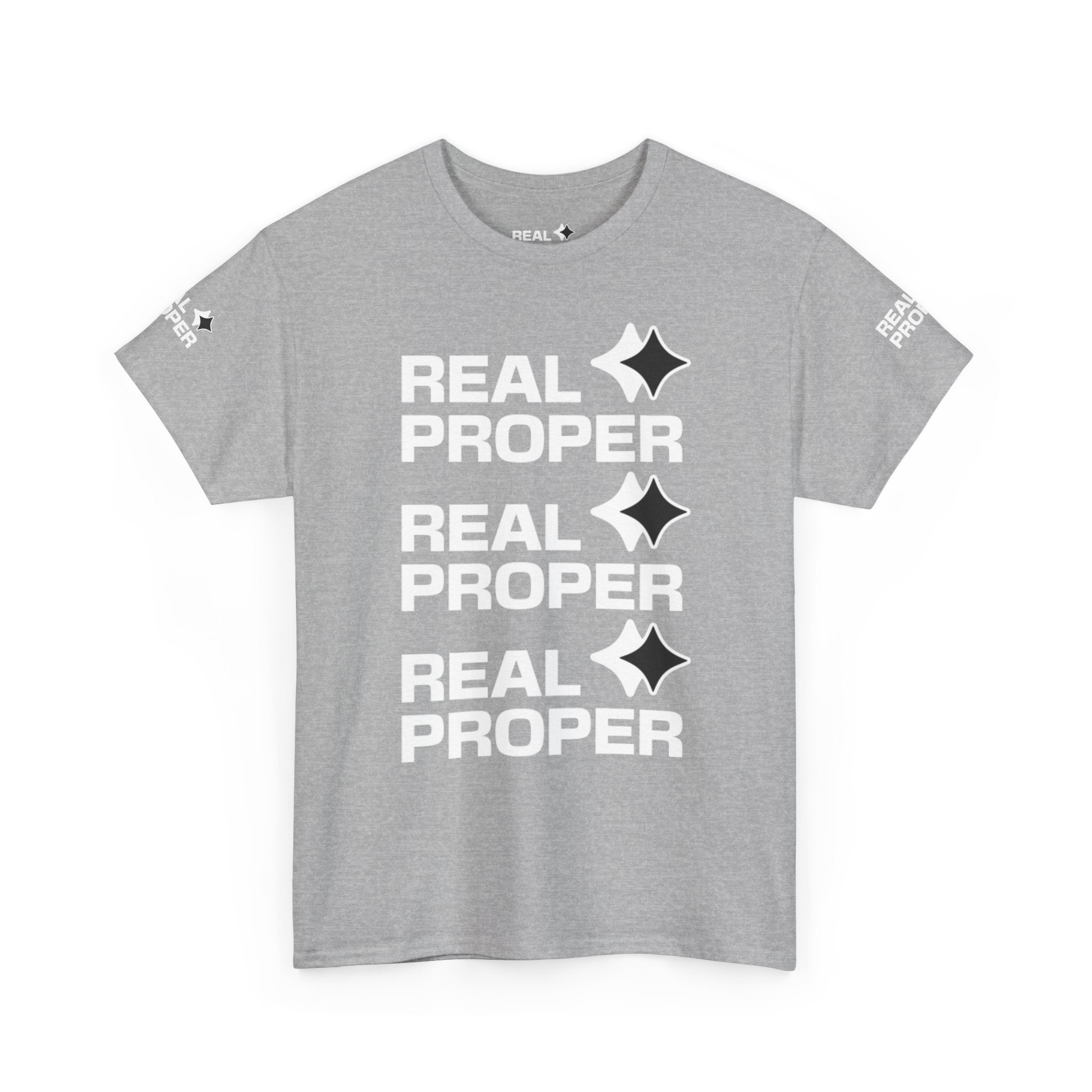 "Real Proper" Repeat Logo T‑Shirt
