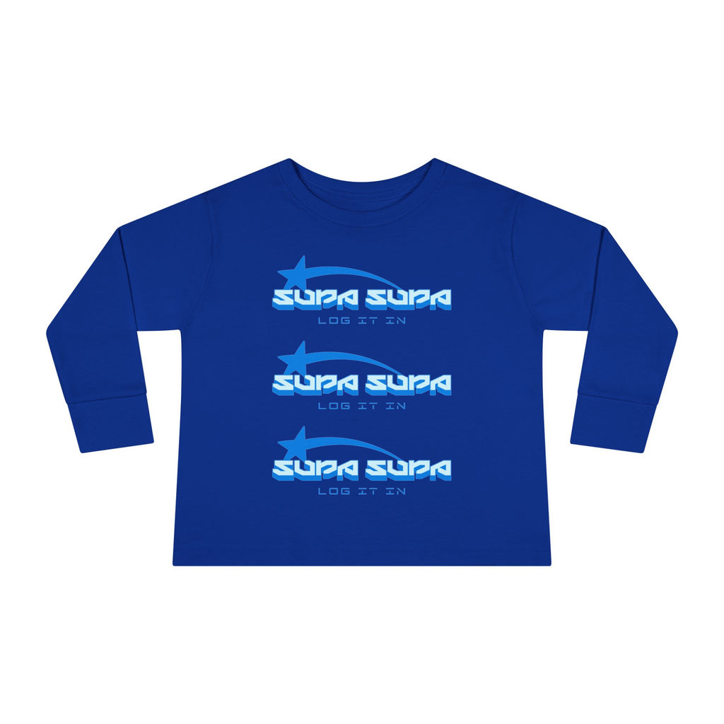 Toddler Long Sleeve Tee — Blue Shooting Star "Super Star" Graphic