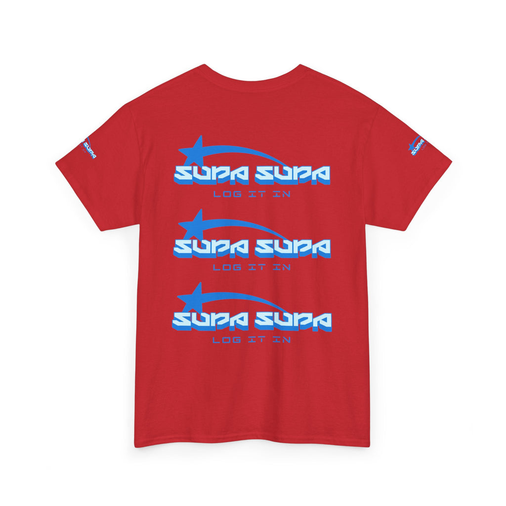 Supa Supa Retro Logo Tee — Blue Graphic Cotton T-Shirt