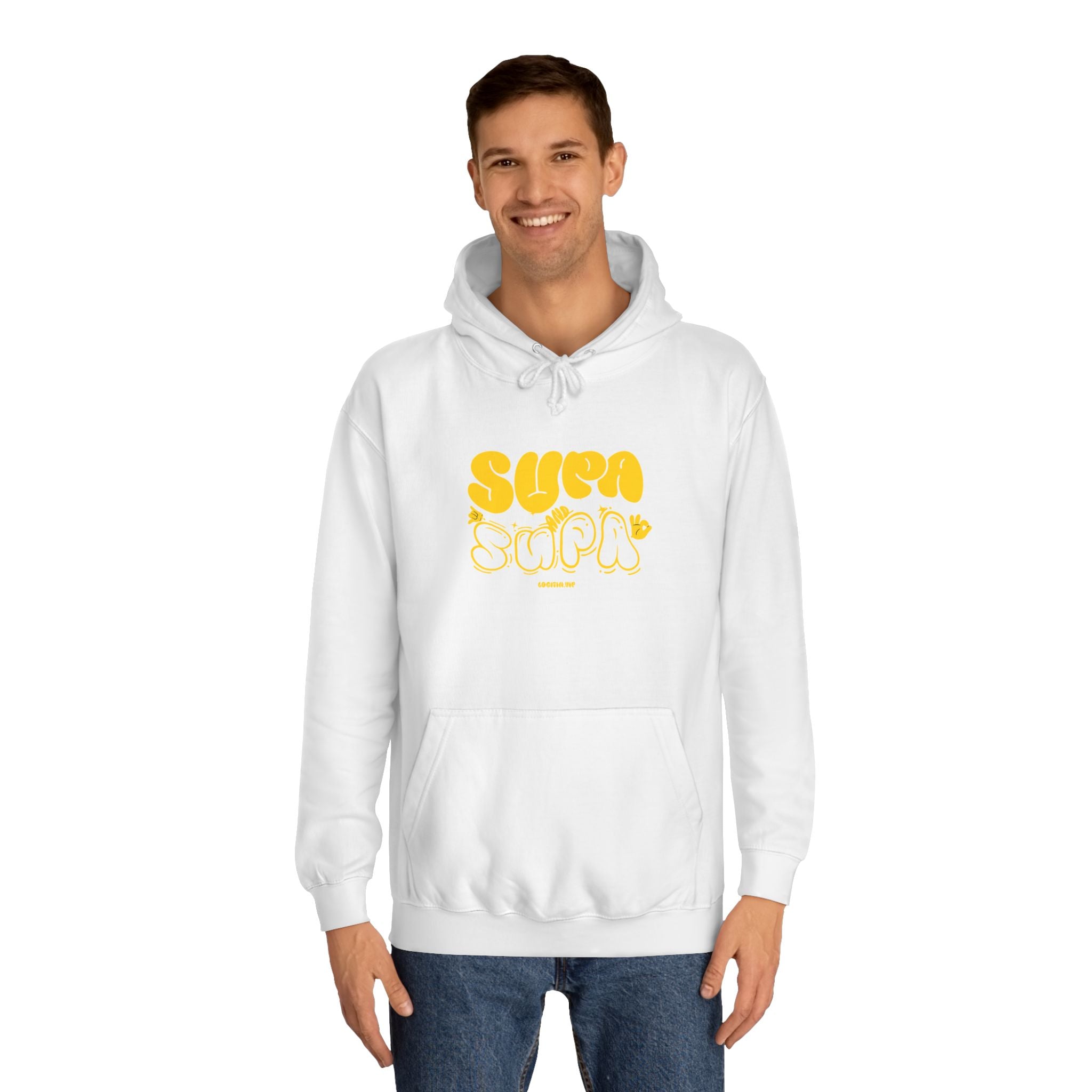 Cheerful Unisex Supa Supa Hoodie - Cozy Streetwear, Campus Style, Trendy Gift, Relaxed Fit, Perfect for Every day