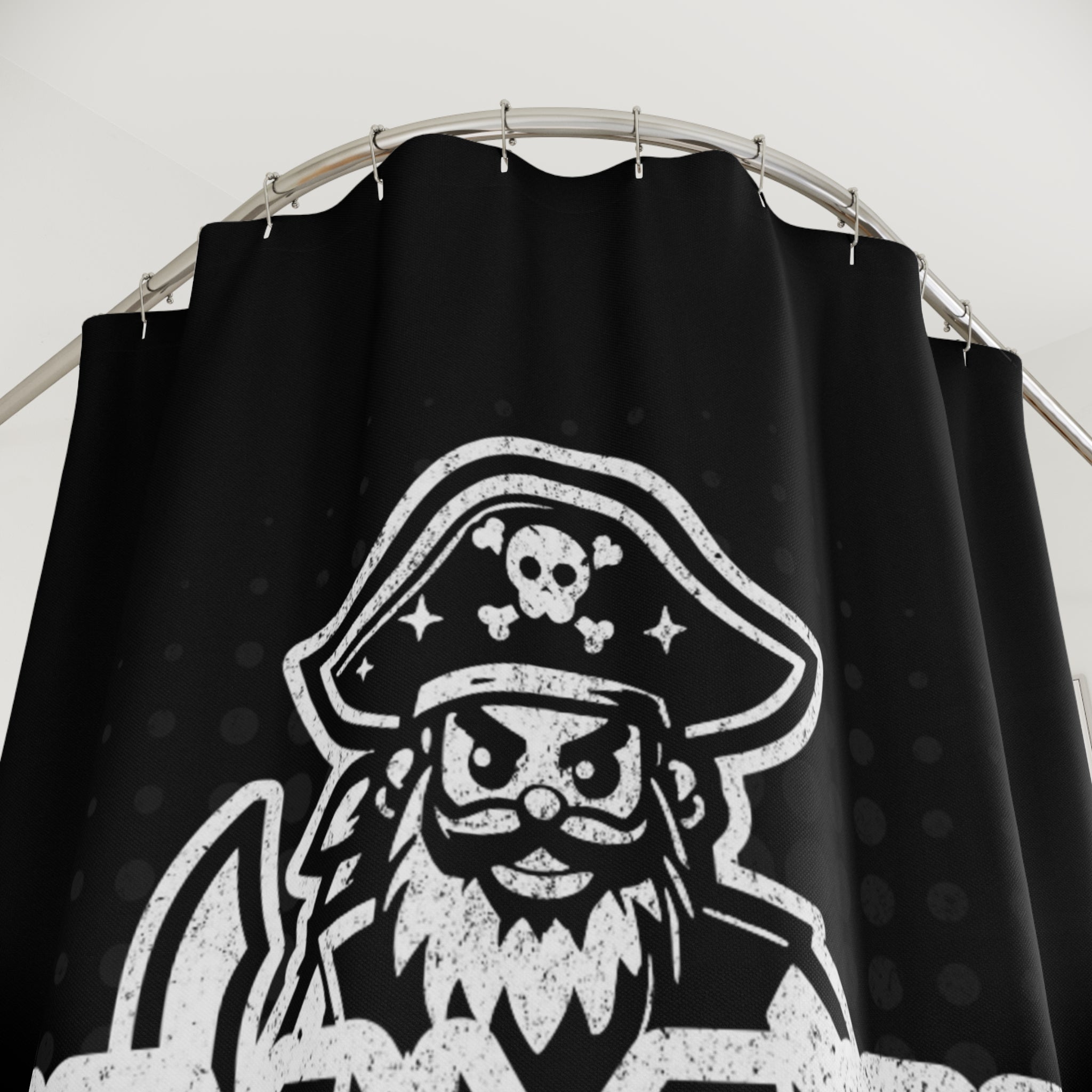Pirate Skull 'Back Endz' Shower Curtain — Gothic Black Bathroom Decor
