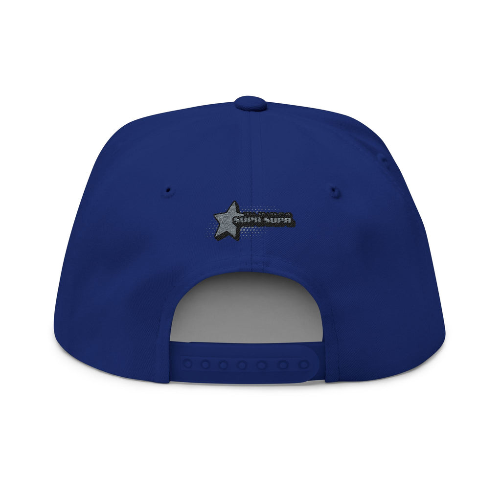 Embroidered Star Snapback Hat — 'Supa Supa' Retro Logo Flat-Bill Cap