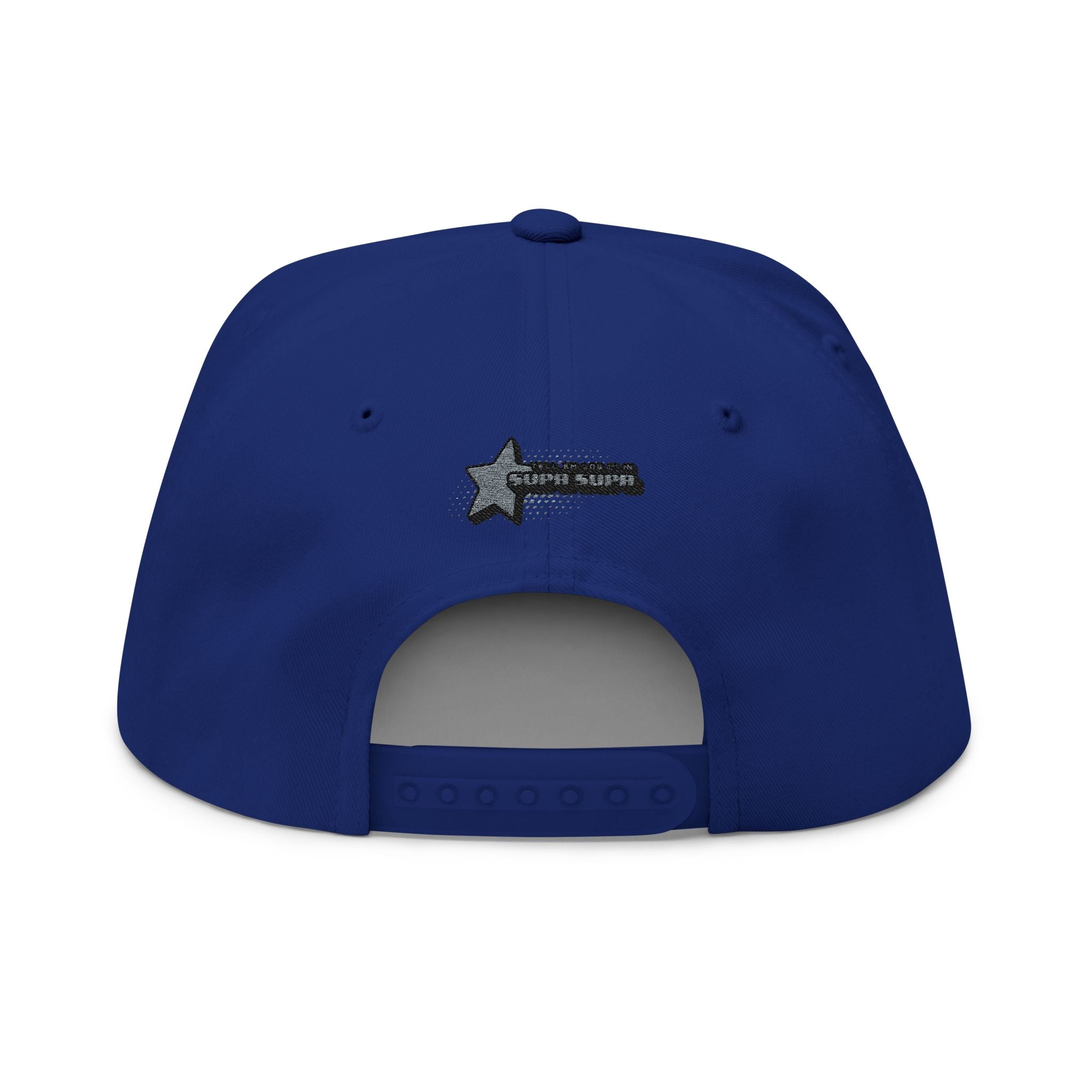Embroidered Star Snapback Hat — 'Supa Supa' Retro Logo Flat-Bill Cap