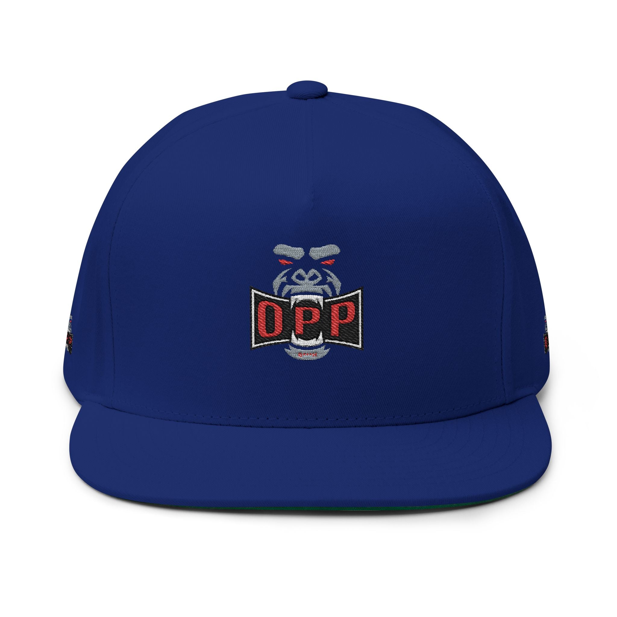 OPP Embroidered Flat Bill Cap — Retro Logo Snapback Hat