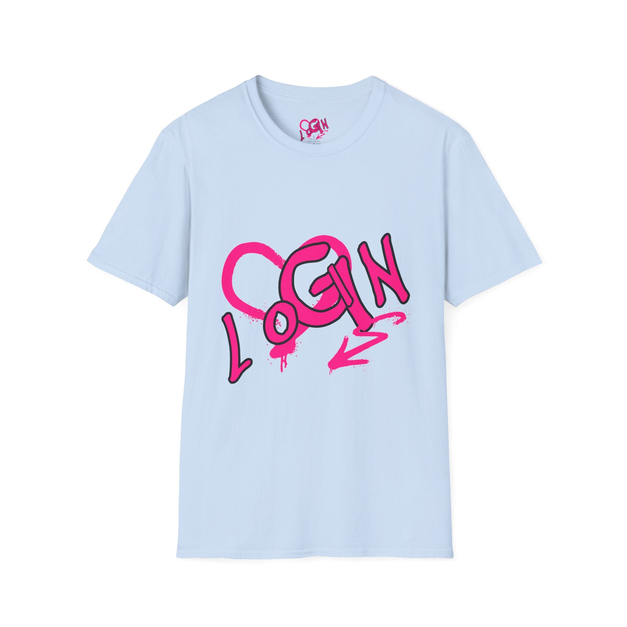 T-Shirt — Pink Graffiti 'Login' Streetwear Tee