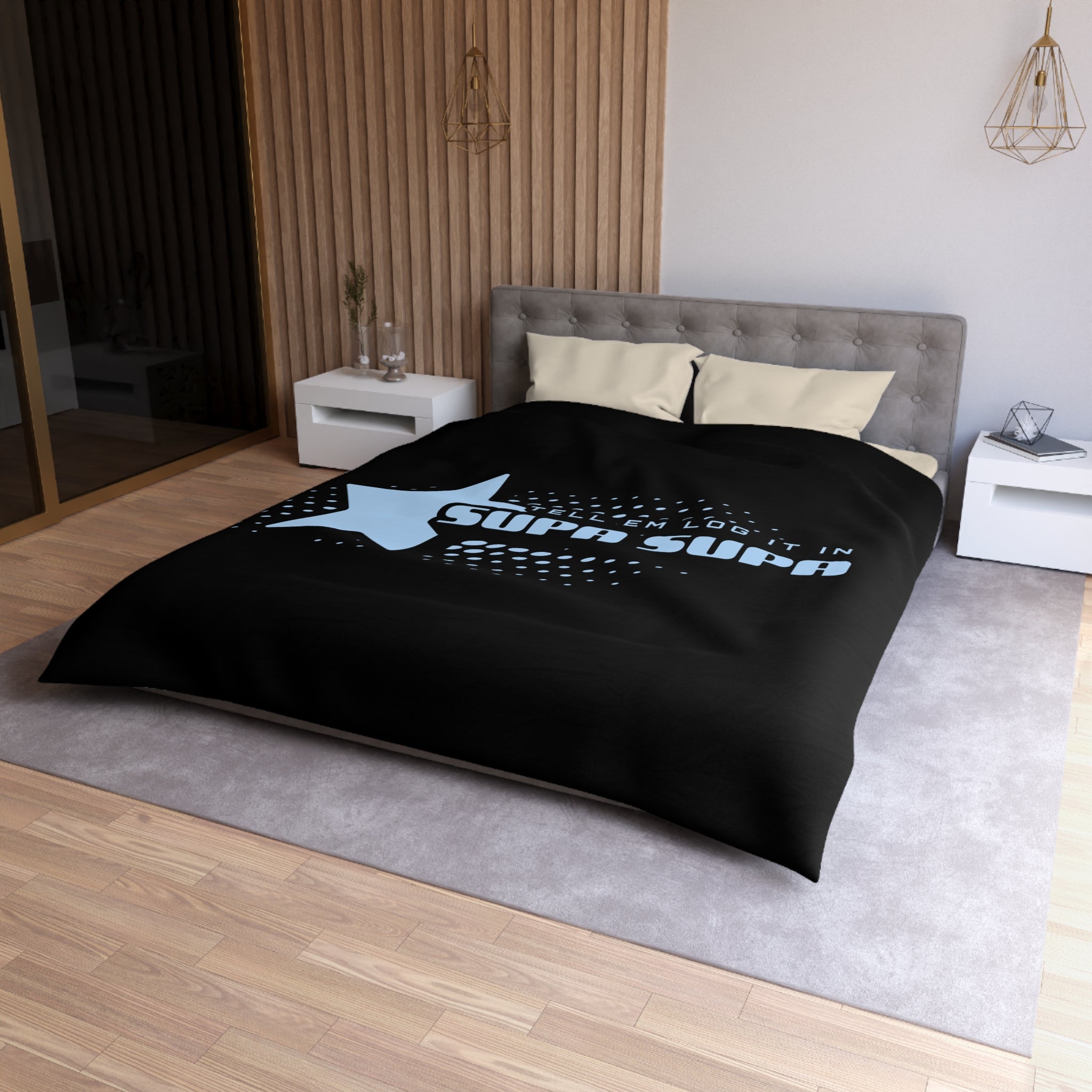 "Tell em log it in" Star Microfiber Duvet Cover — Retro Pop Graphic Bedding