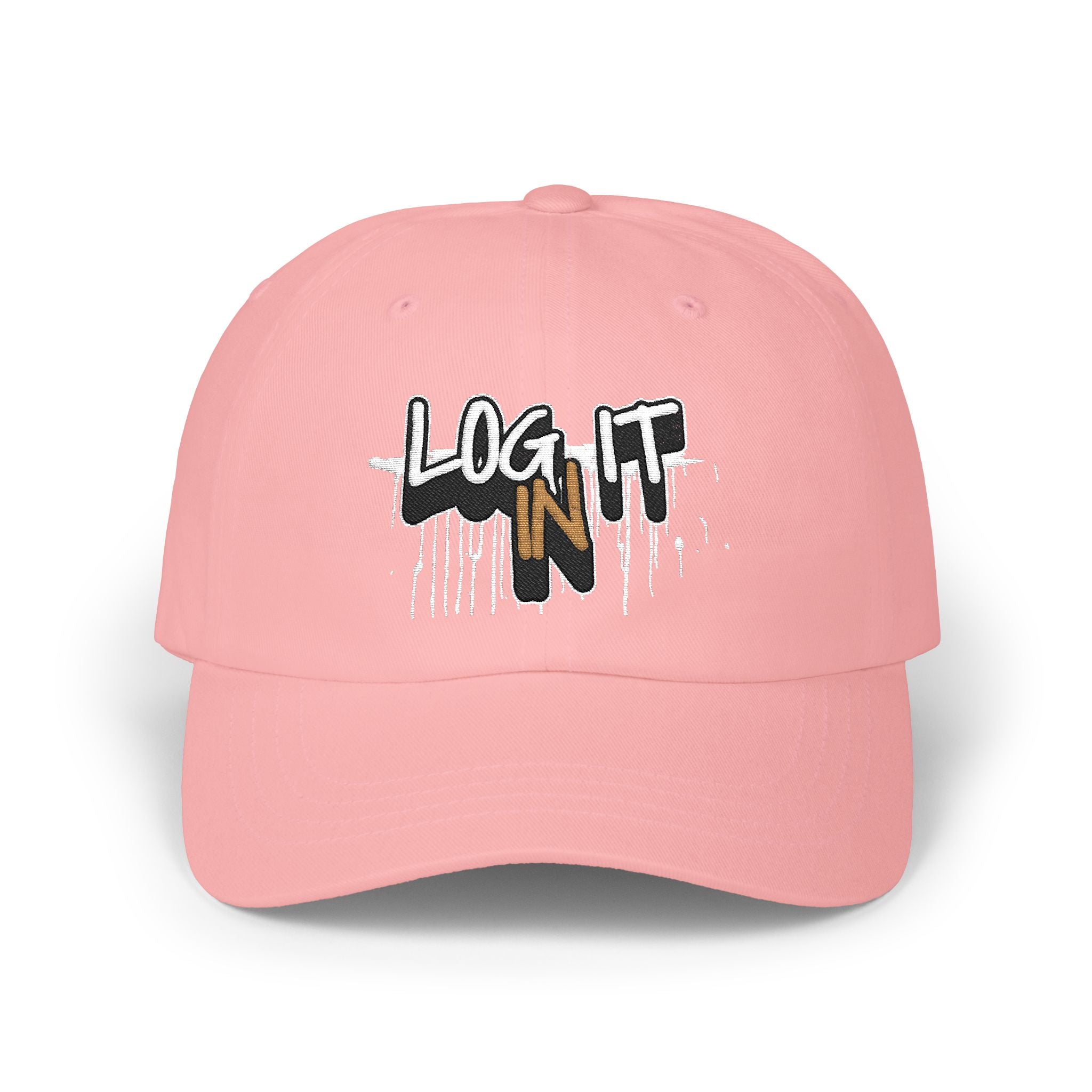 Cap — 'Log It in' Embroidered White Baseball Hat