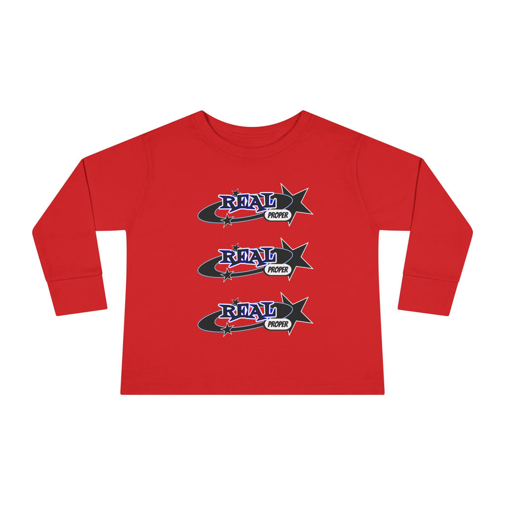 Toddler Long Sleeve Tee — 'Real Proper' Star Graphic Kids Shirt