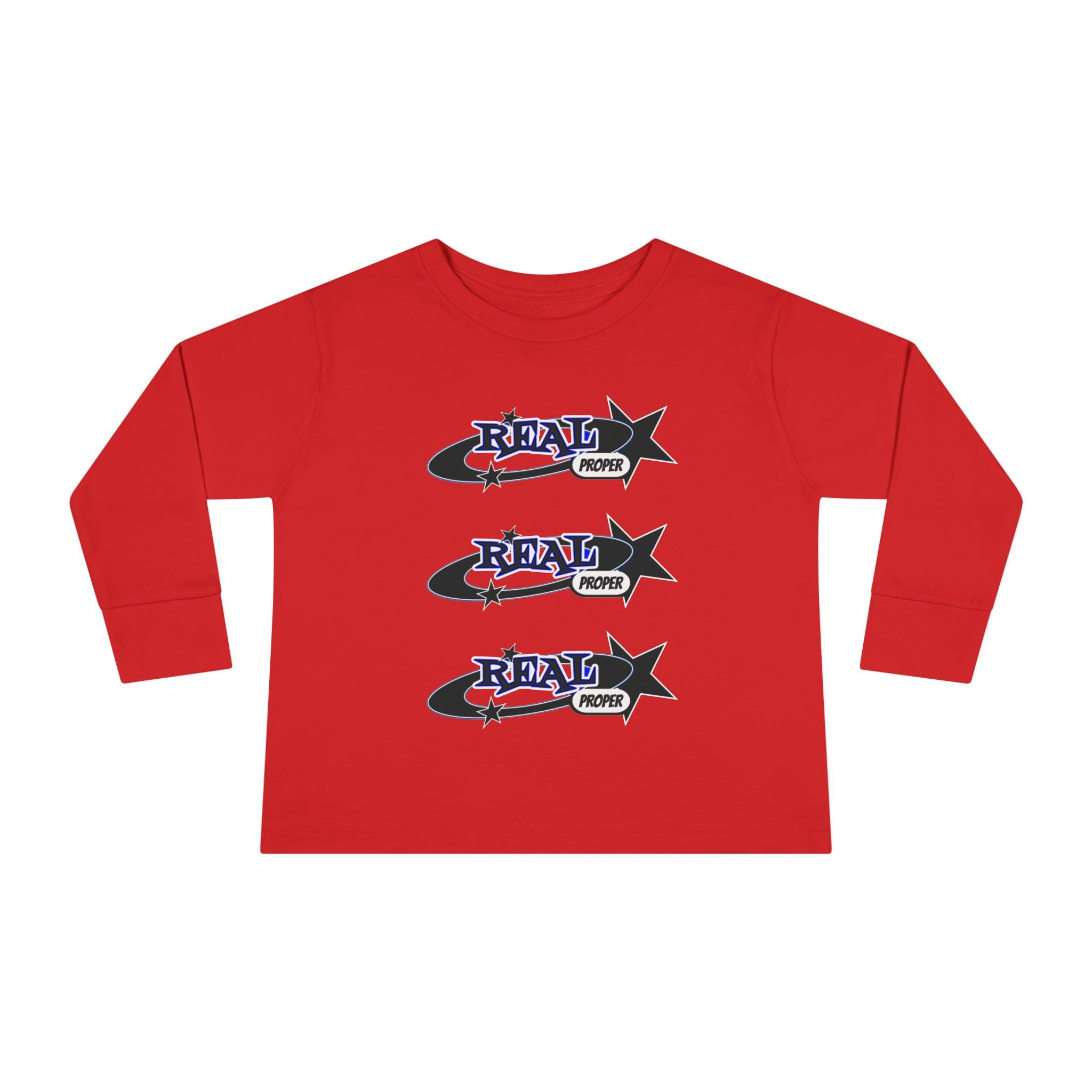 Toddler Long Sleeve Tee — 'Real Proper' Star Graphic Kids Shirt