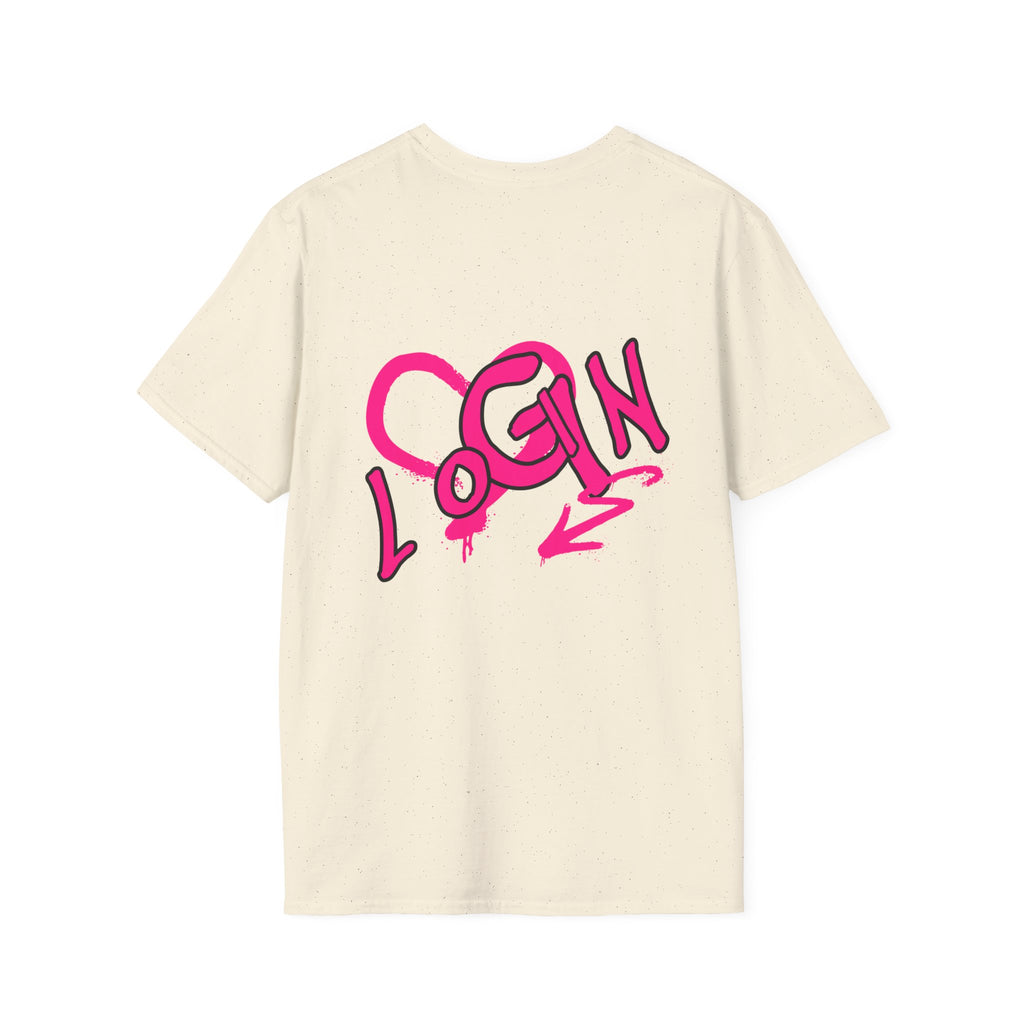 T-Shirt — Pink Graffiti 'Login' Streetwear Tee