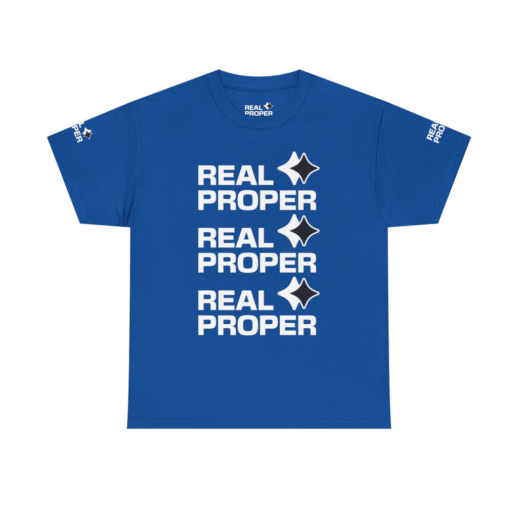 "Real Proper" Repeat Logo T‑Shirt