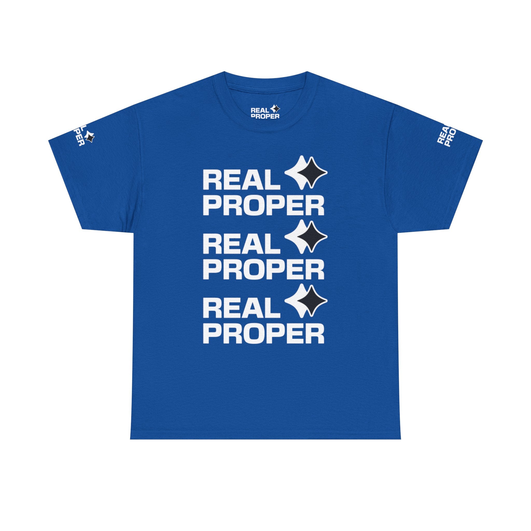 "Real Proper" Repeat Logo T‑Shirt