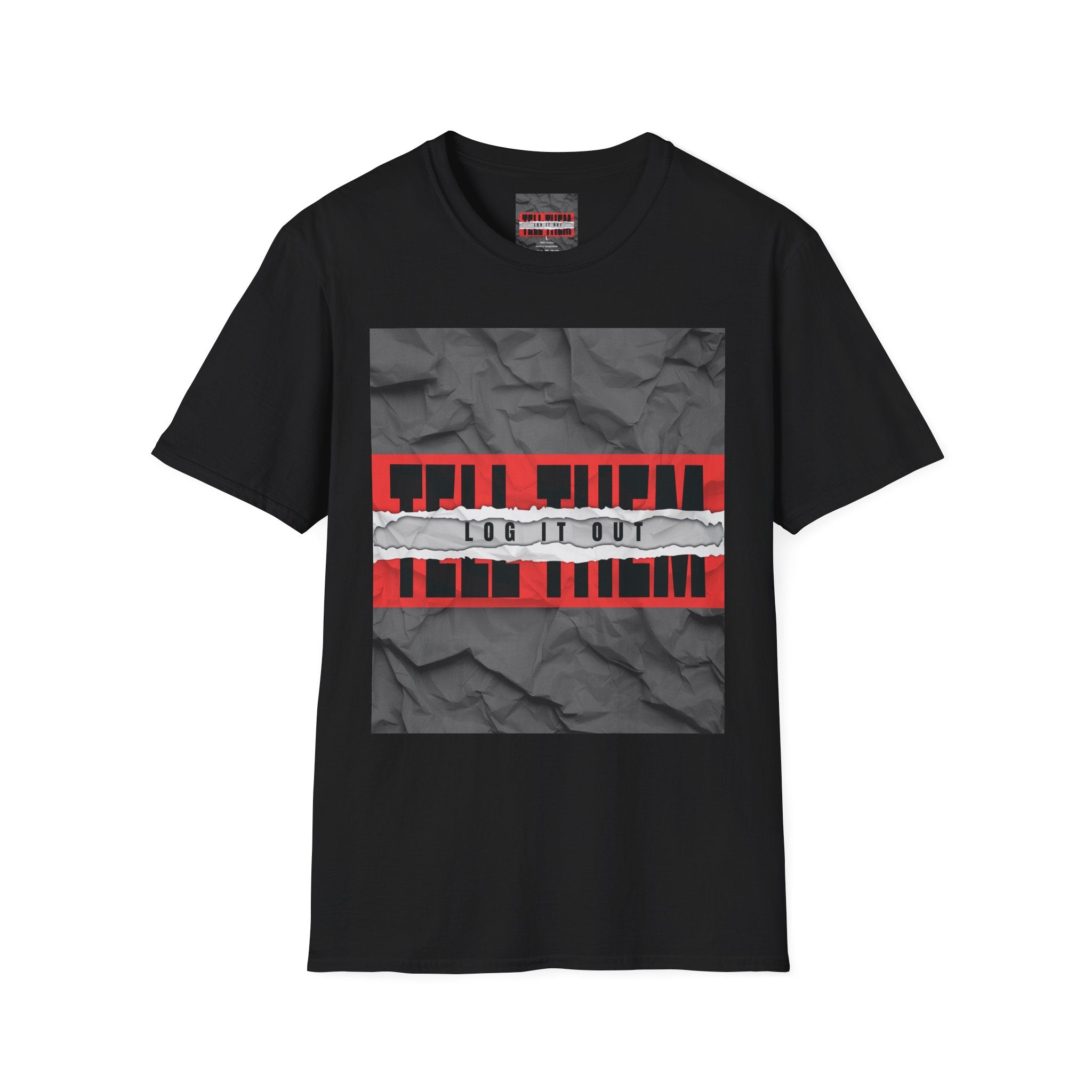 T-Shirt — LOG IT OUT Red Tape Graphic Tee ("LOG IT OUT")