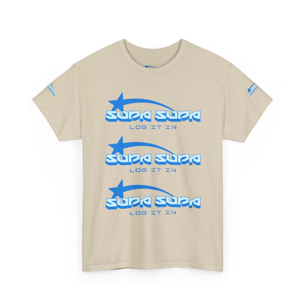 Supa Supa Retro Logo Tee — Blue Graphic Cotton T-Shirt