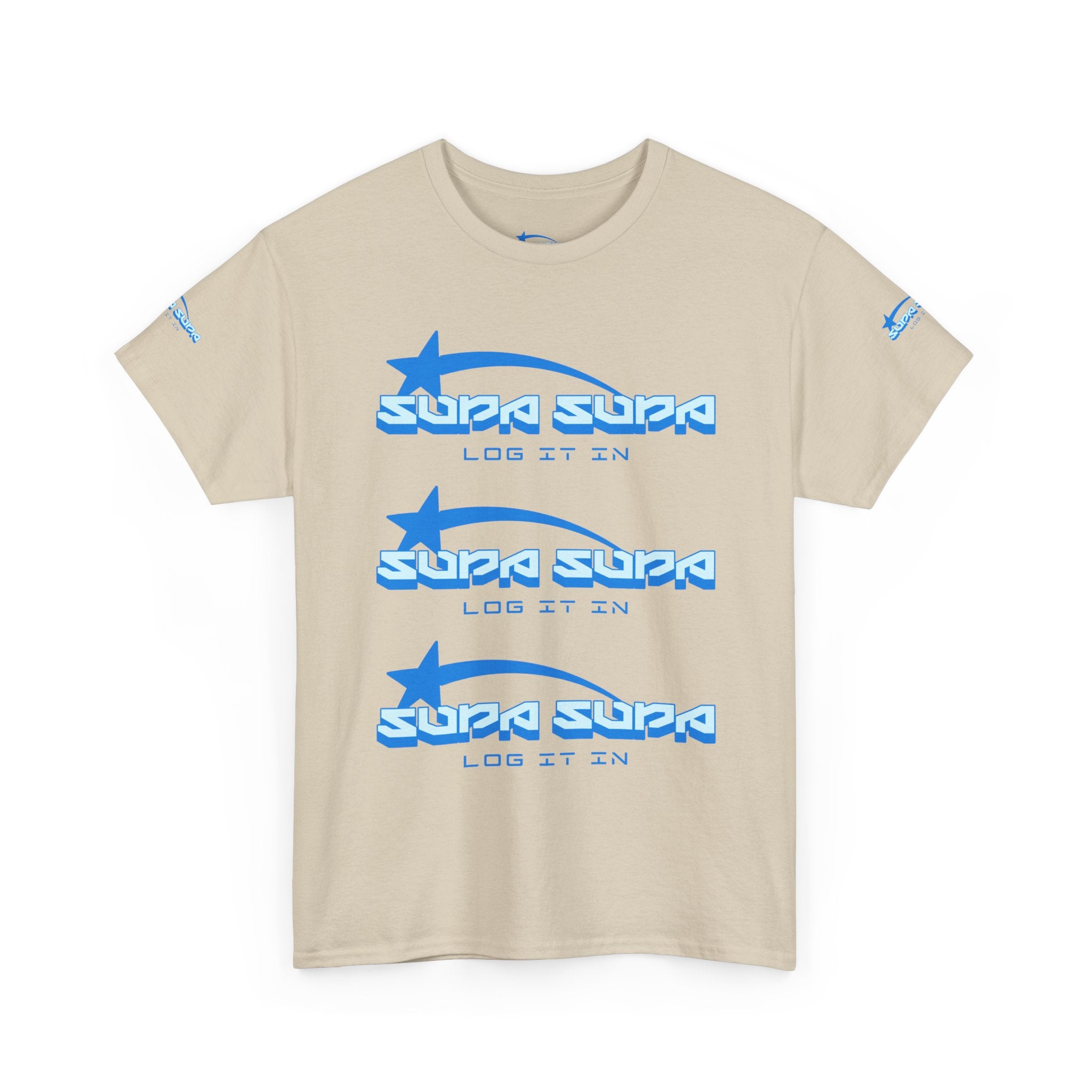 Supa Supa Retro Logo Tee — Blue Graphic Cotton T-Shirt