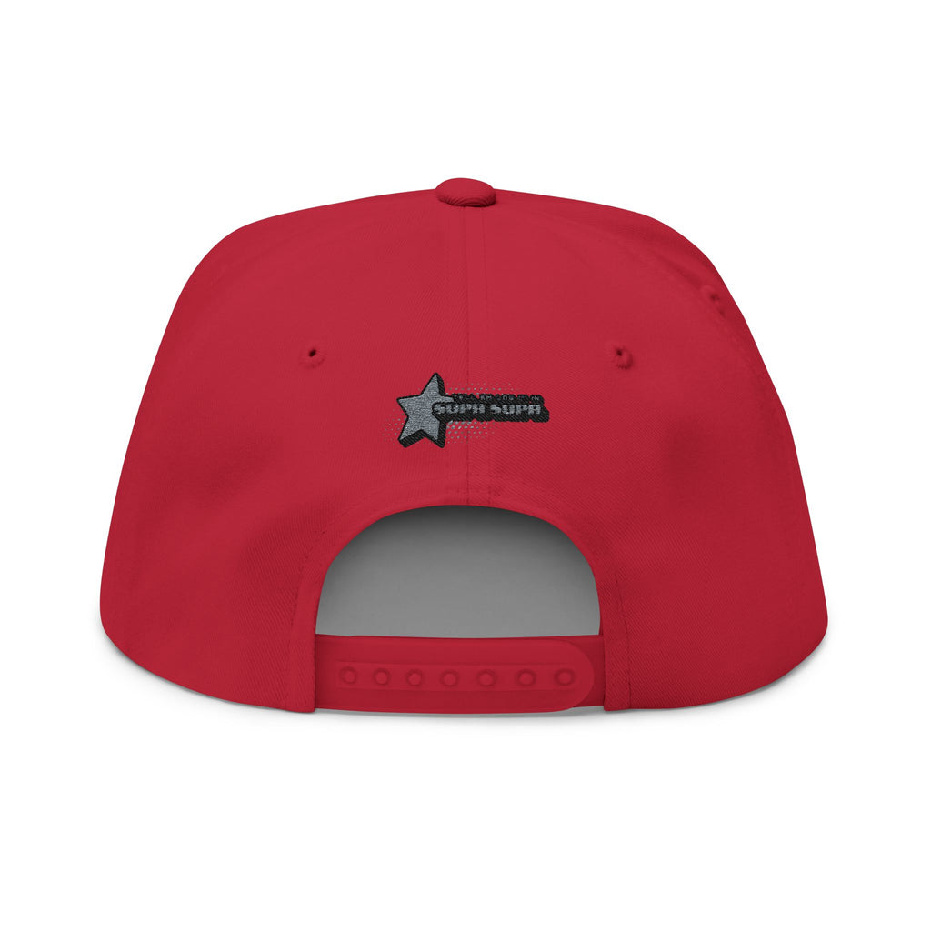 Embroidered Star Snapback Hat — 'Supa Supa' Retro Logo Flat-Bill Cap