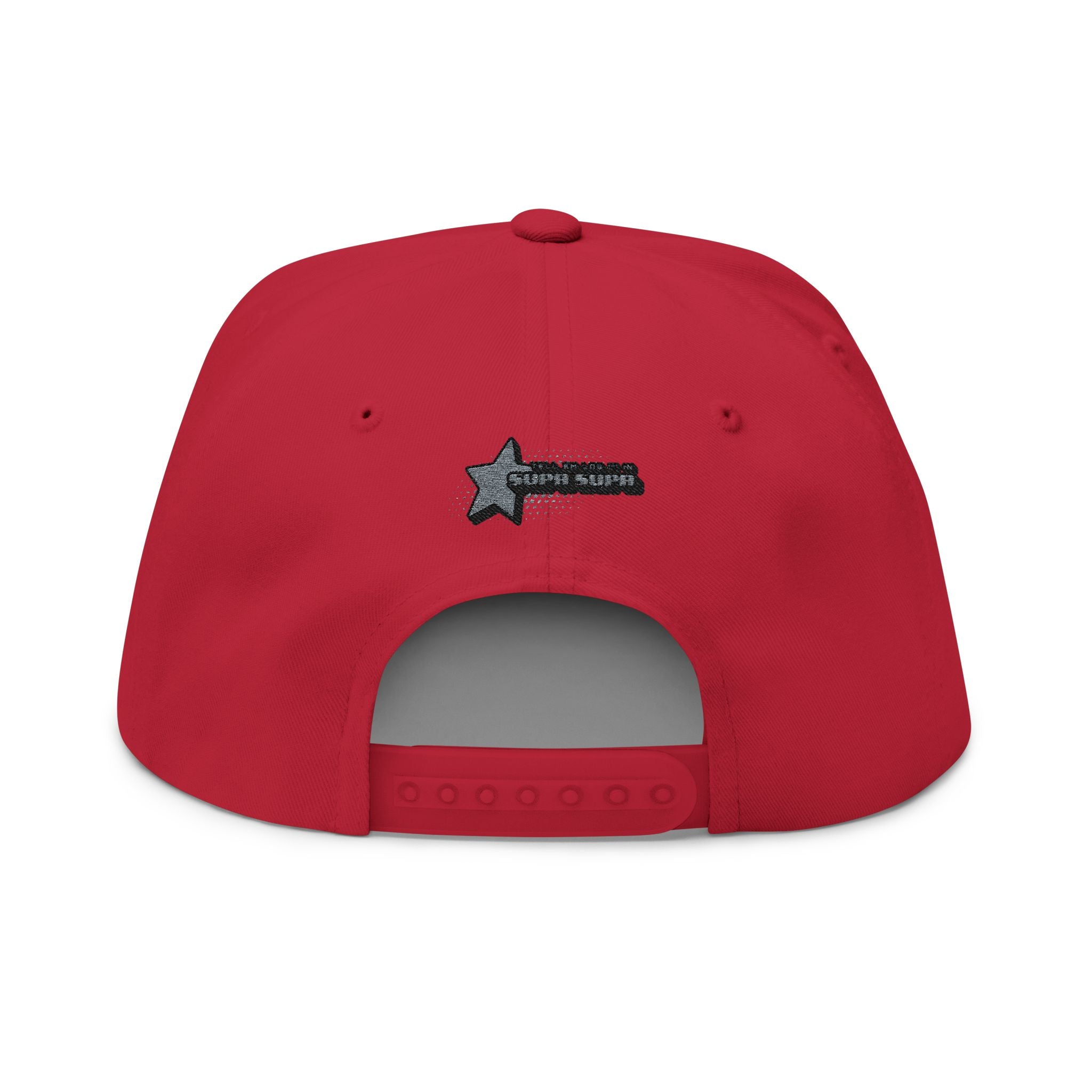 Embroidered Star Snapback Hat — 'Supa Supa' Retro Logo Flat-Bill Cap