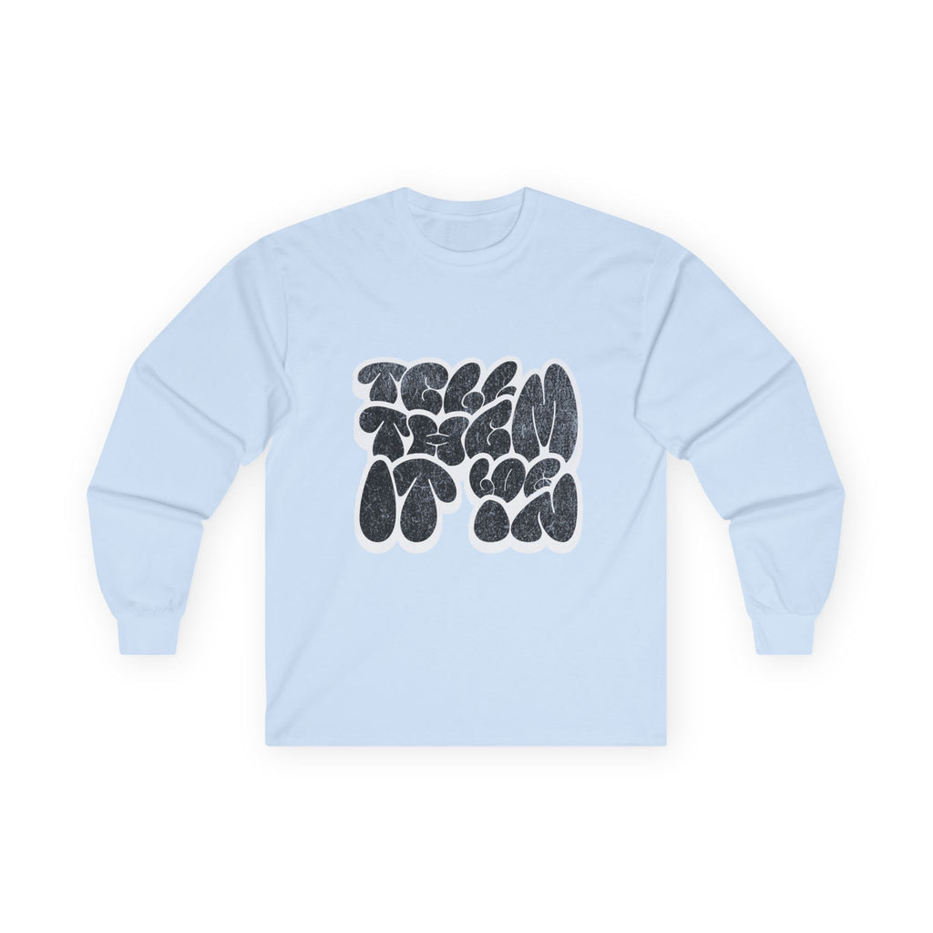 Long Sleeve "LOG IT IN" Tee — Retro Pebble Typography Graphic