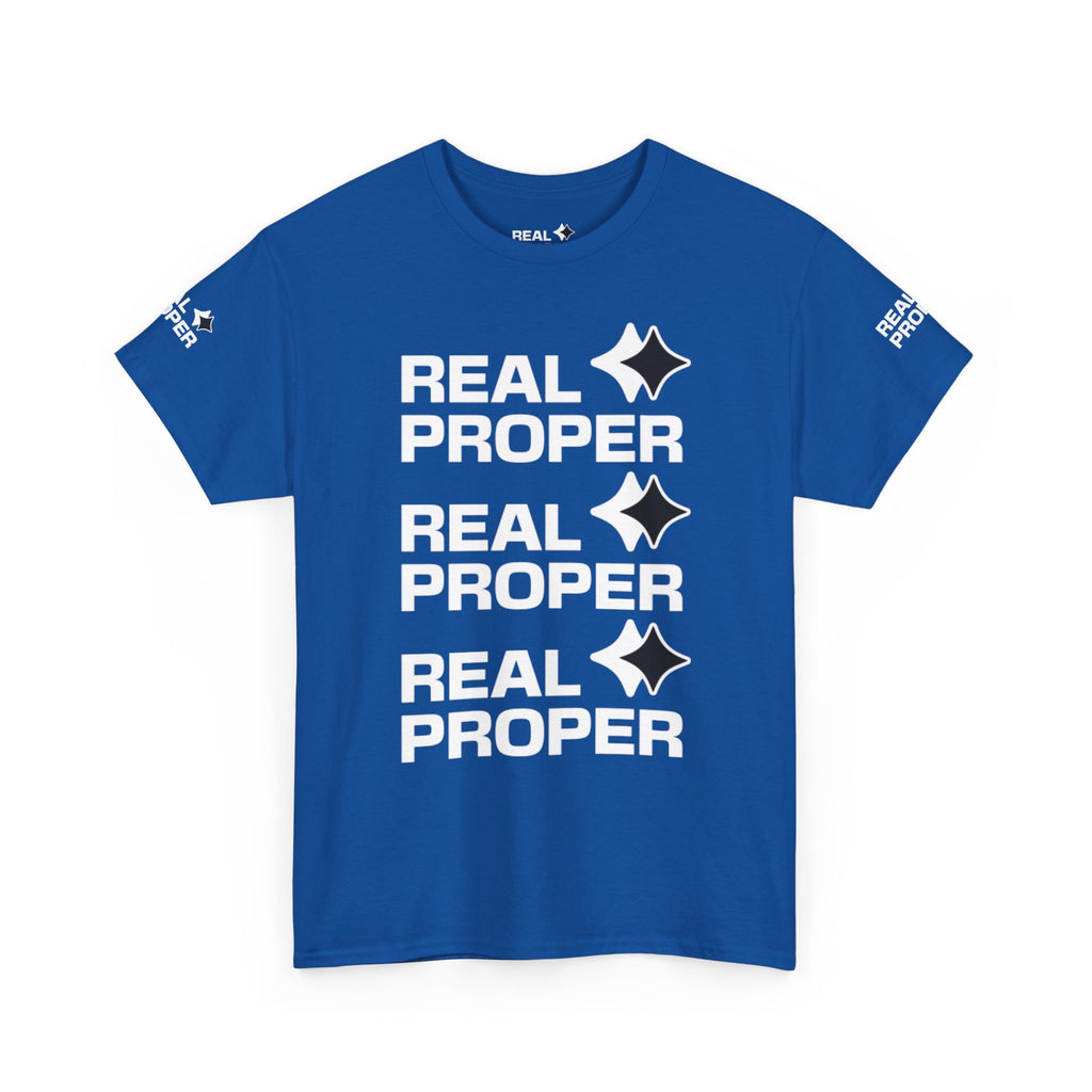 "Real Proper" Repeat Logo T‑Shirt