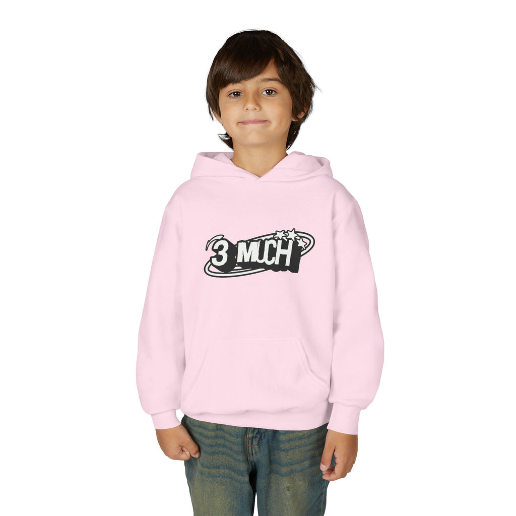 Youth Hoodie — Retro '3 MUCH'Style Graphic Pullover