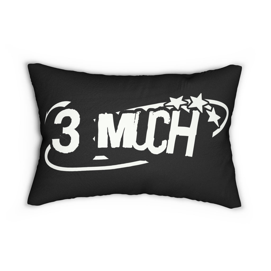 Lumbar Pillow — '3 Much' Retro Graphic Black Throw Pillow