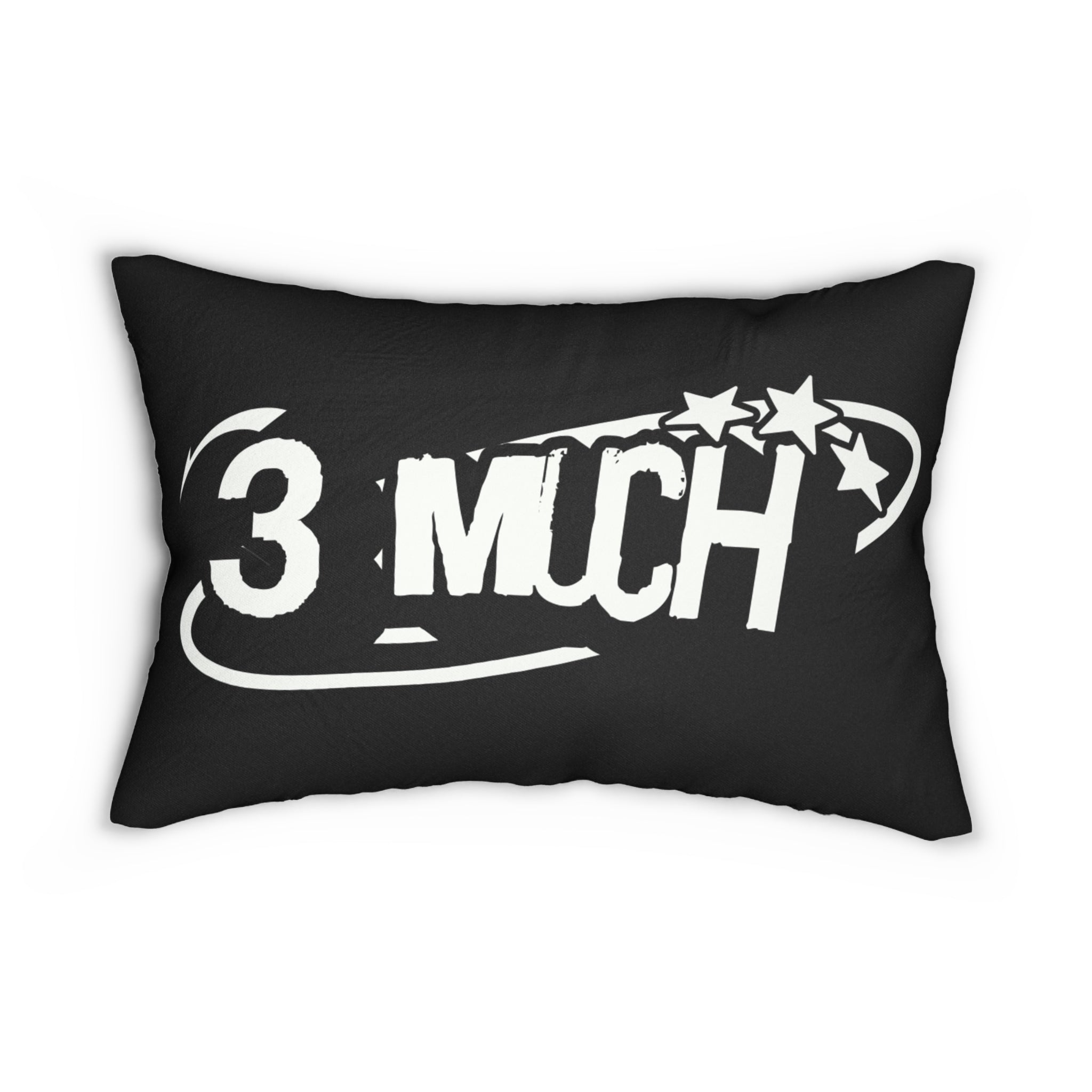 Lumbar Pillow — '3 Much' Retro Graphic Black Throw Pillow