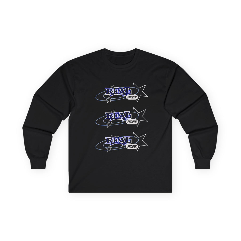 "Real Proper" Graphic Long Sleeve Tee — Retro Star Logo