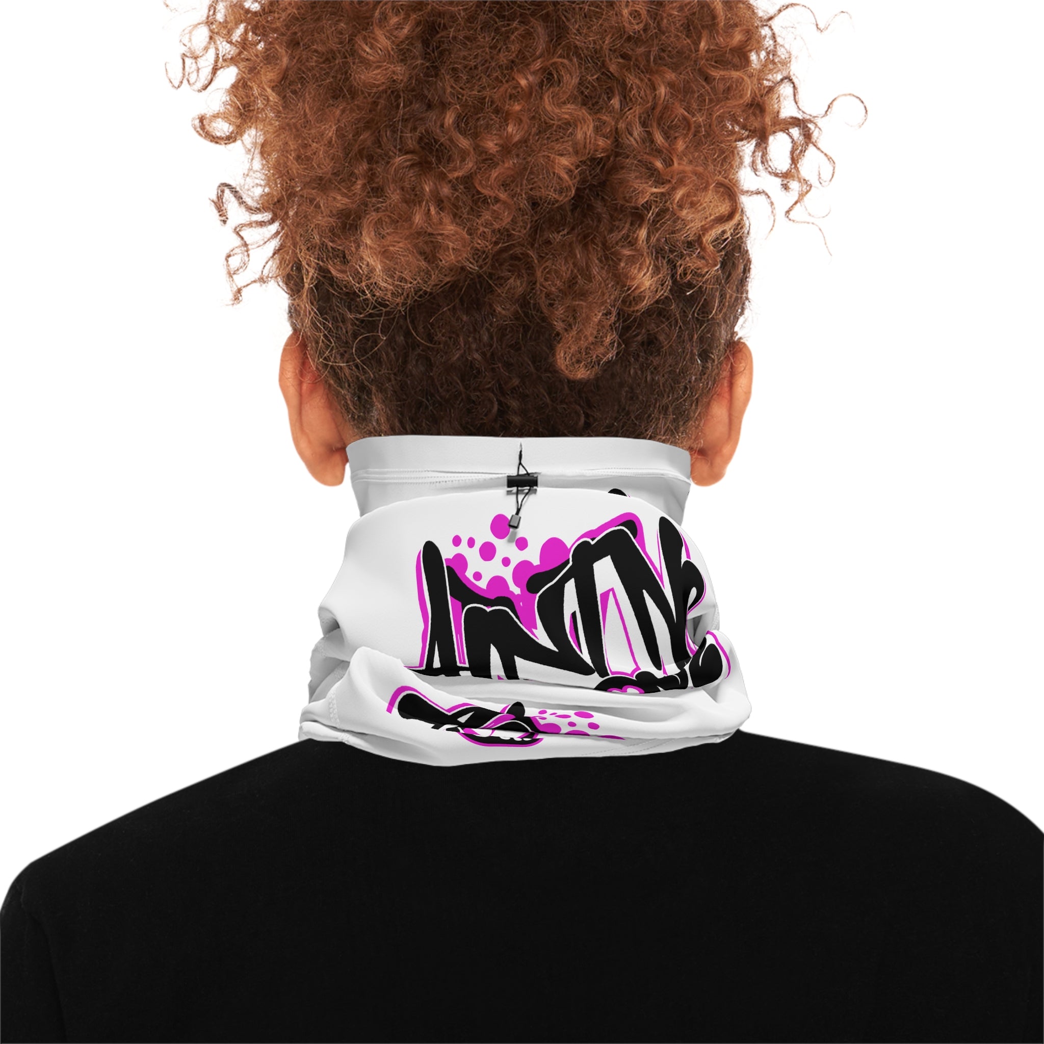 Graffiti No Love Winter Neck Gaiter — Pink Street Art Face Mask with Drawstring