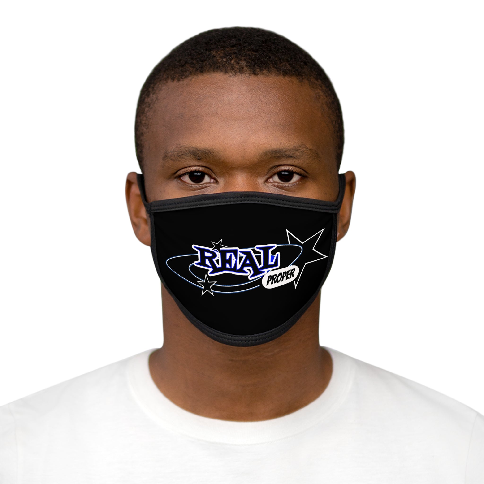 Real Proper Graphic Face Mask — "Real Proper" Logo Cotton Blend Mask