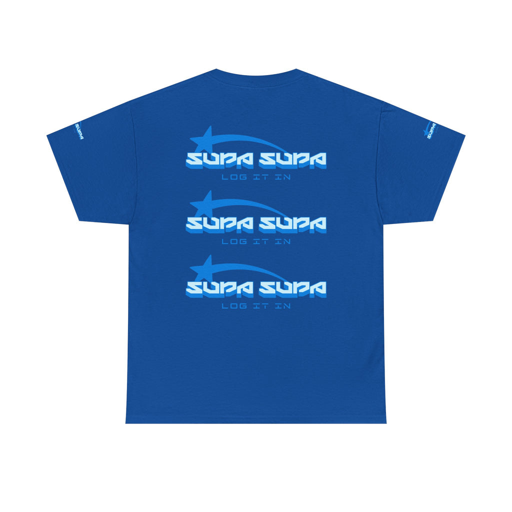 Supa Supa Retro Logo Tee — Blue Graphic Cotton T-Shirt