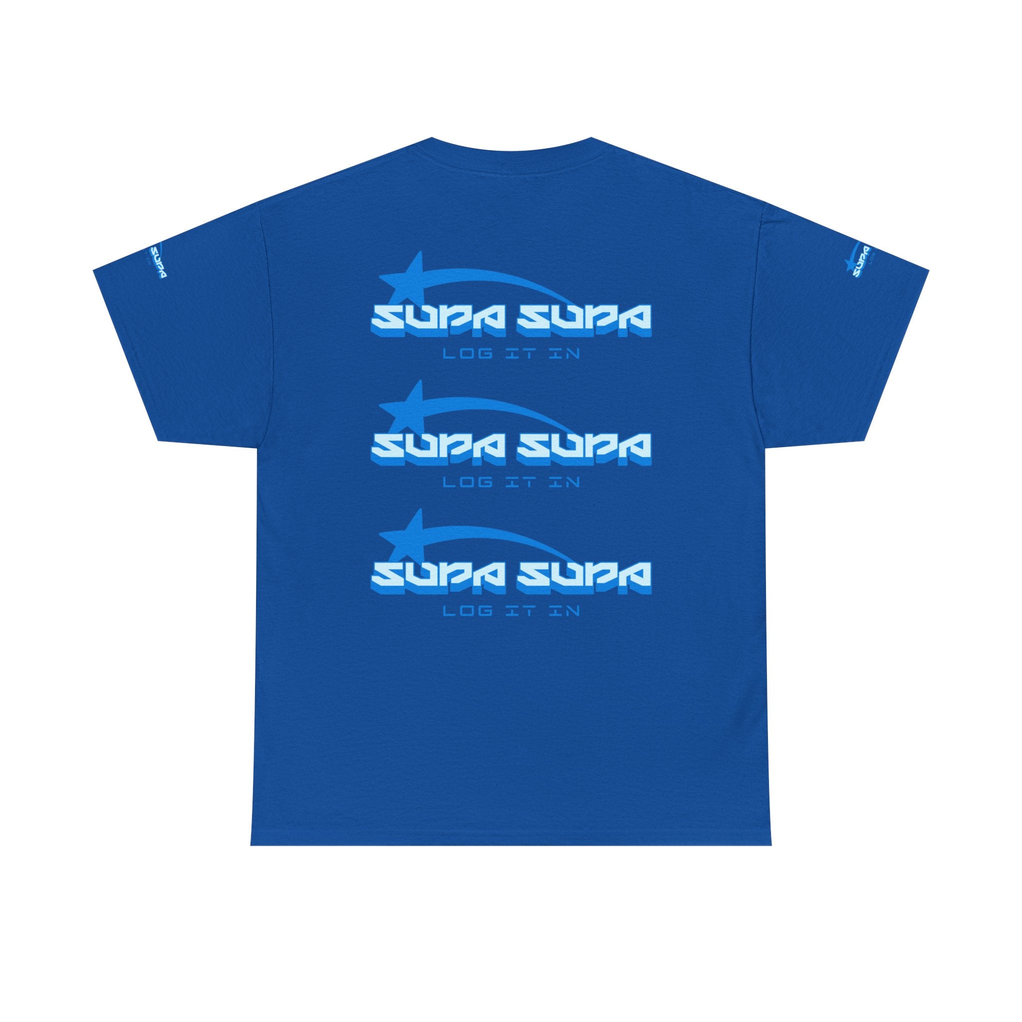 Supa Supa Retro Logo Tee — Blue Graphic Cotton T-Shirt