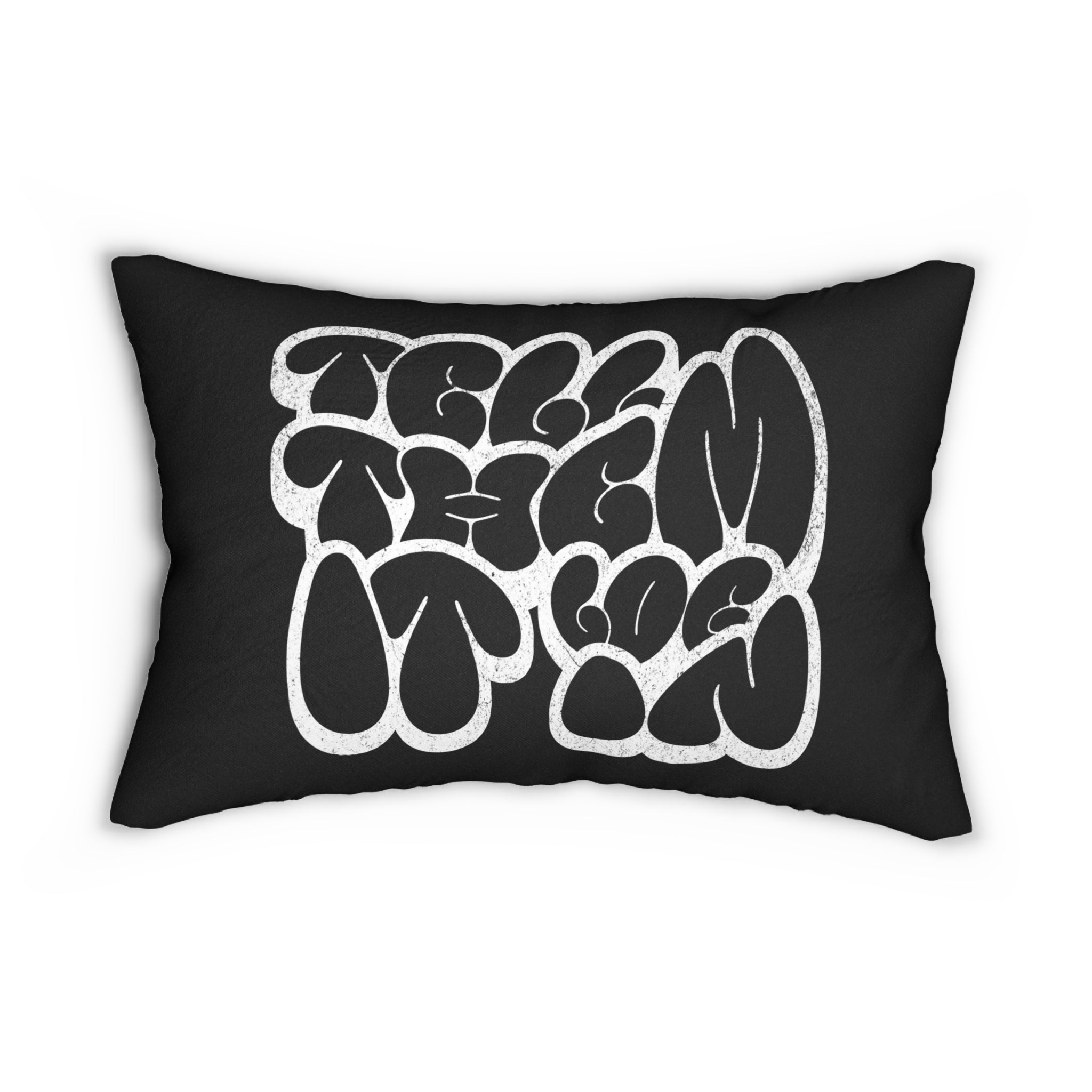 Log it in Retro Graffiti Lumbar Pillow — Black & White Statement Throw Pillow