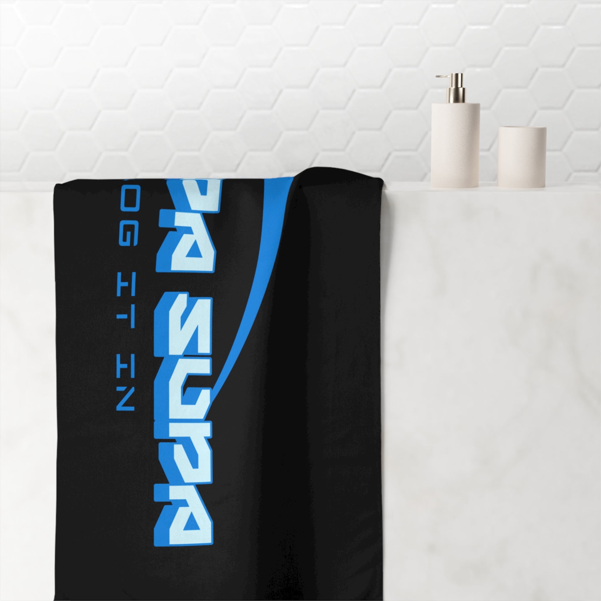 Beach Towel — Bold Blue ‘SUPA SUPA’ Logo Design (Log It In)