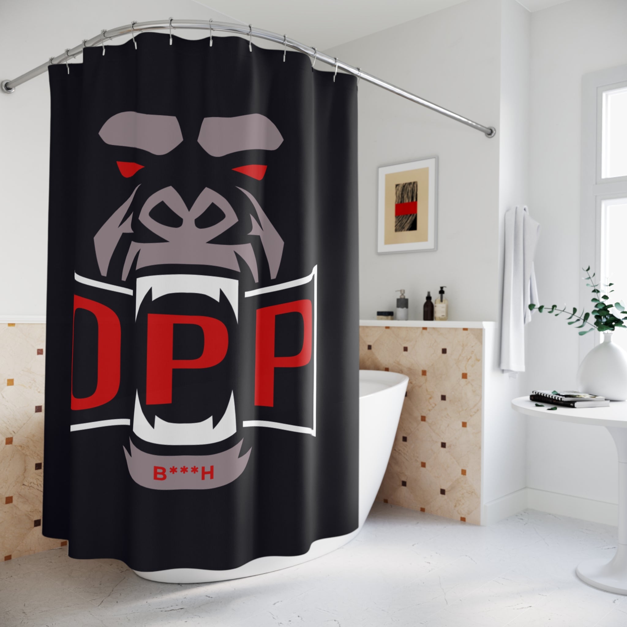 OPP Gorilla Shower Curtain – Bold Black Bathroom Decor