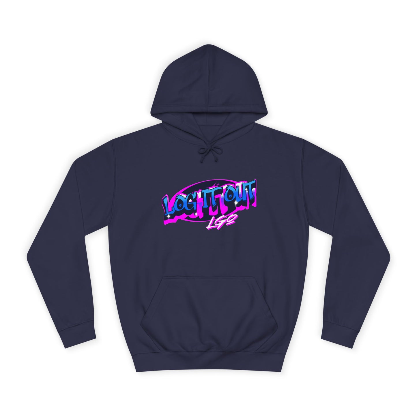 Vibrant Graffiti"Log it out"Hoodie, Unisex Fashion, Casual Wear, Student Apparel, Street Style, Gift for Graduates