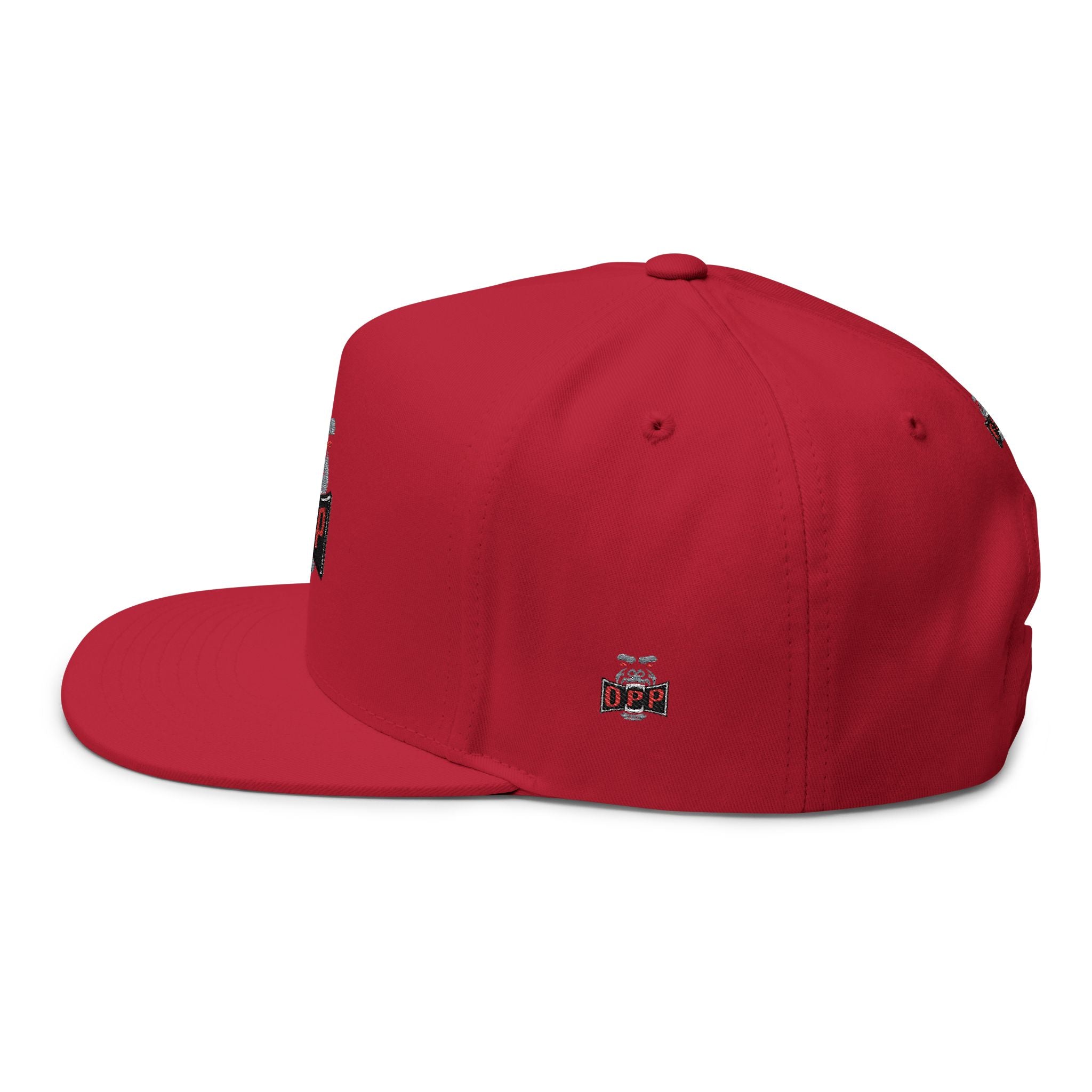 OPP Embroidered Flat Bill Cap — Retro Logo Snapback Hat